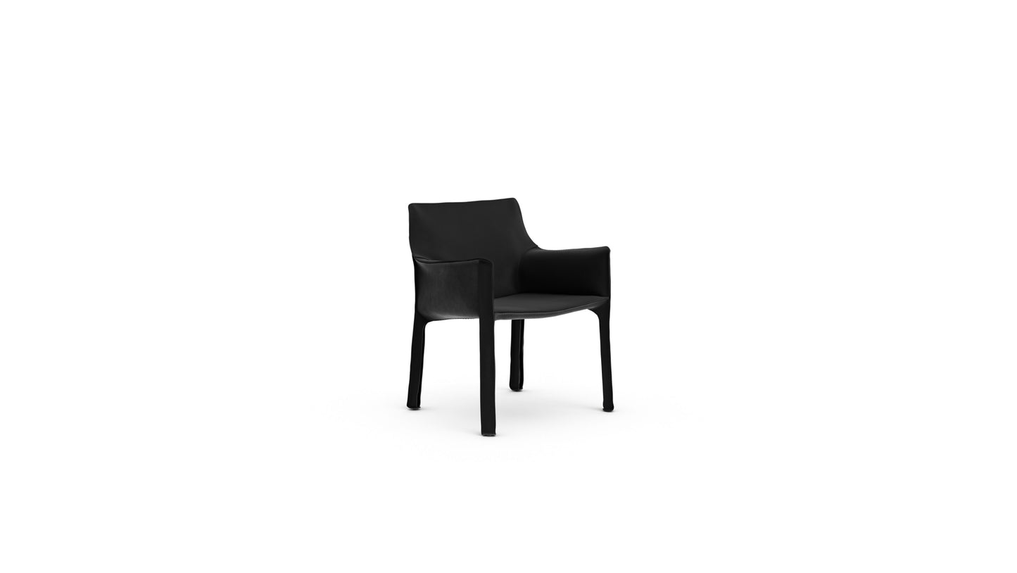 Cab 413 Armchair 413 in Canada and the USA Black Sueded Leather - Front Angle