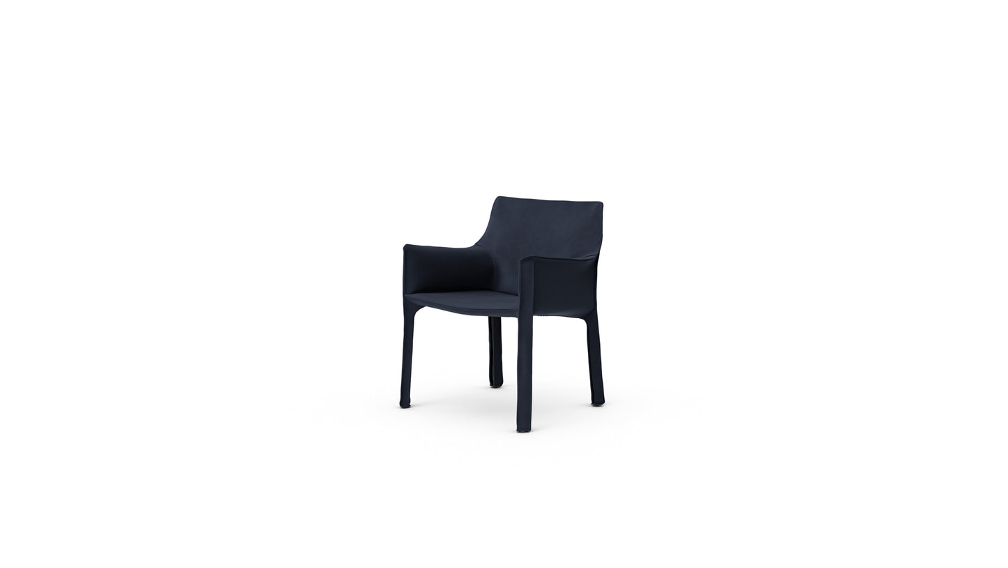 Cab 413 Cowhide Armchair 413 in Blue Leather in Canada and the USA - Front Angle 2