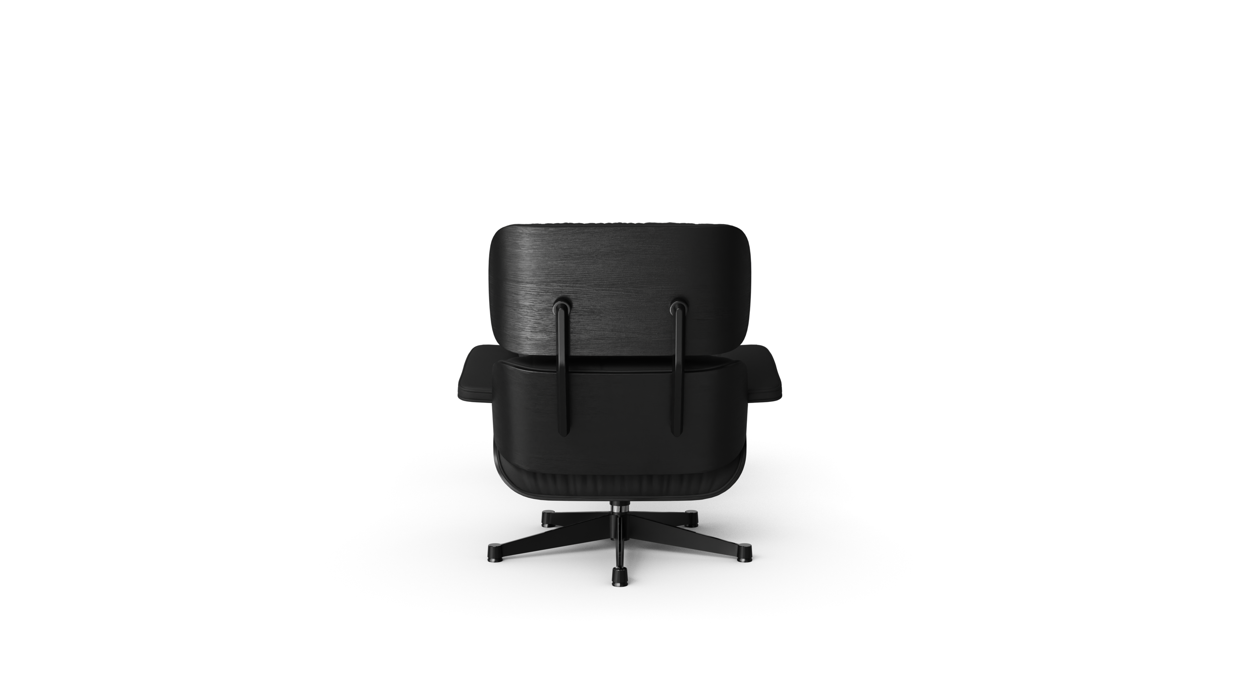 Charles & Ray Eames Lounge Chair in Black Leather on lack Molded Plywood - Back
