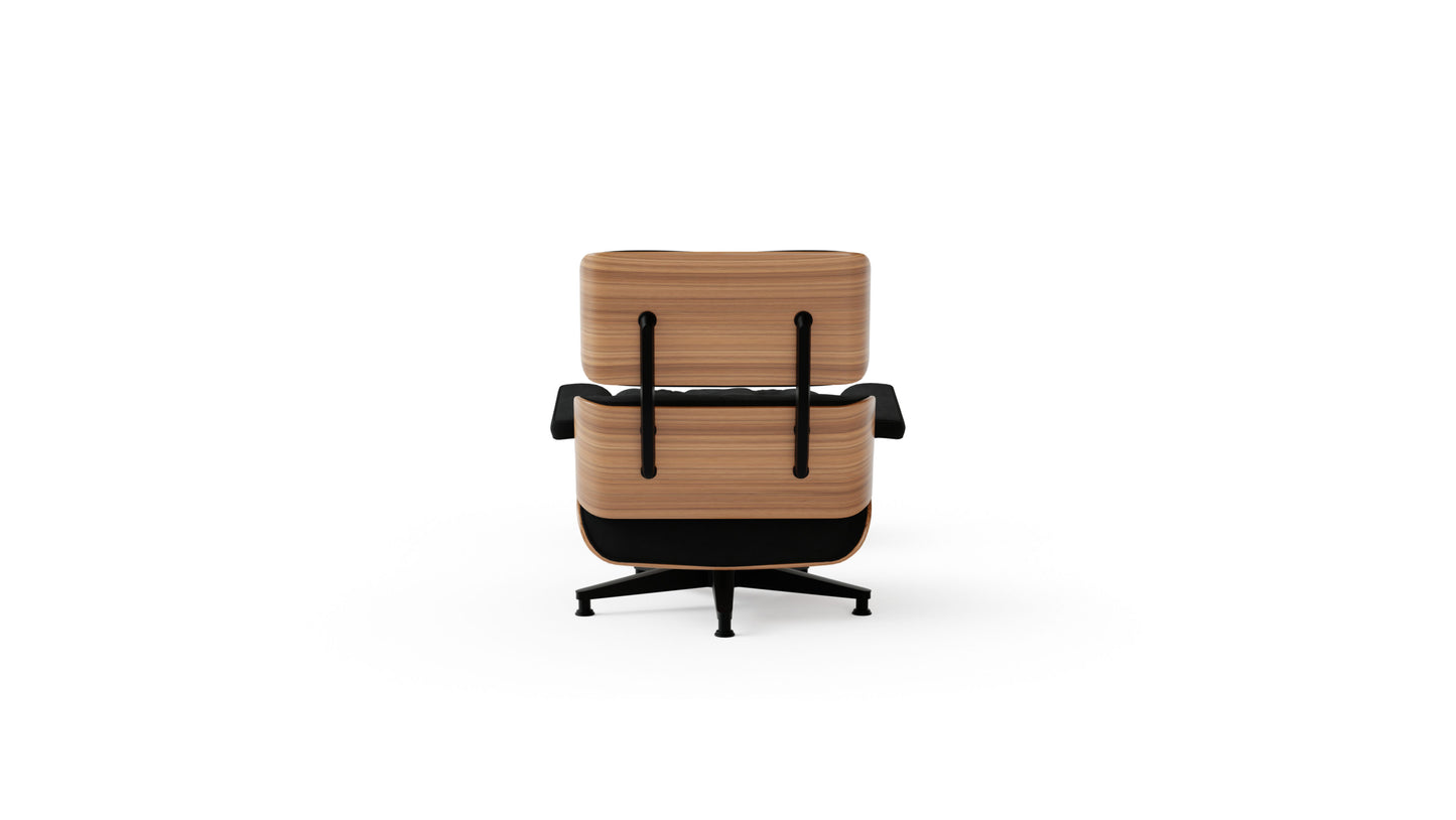 Eames Lounge Chair and Ottoman Black Nubuck White Oak in the USA and Canada - Back