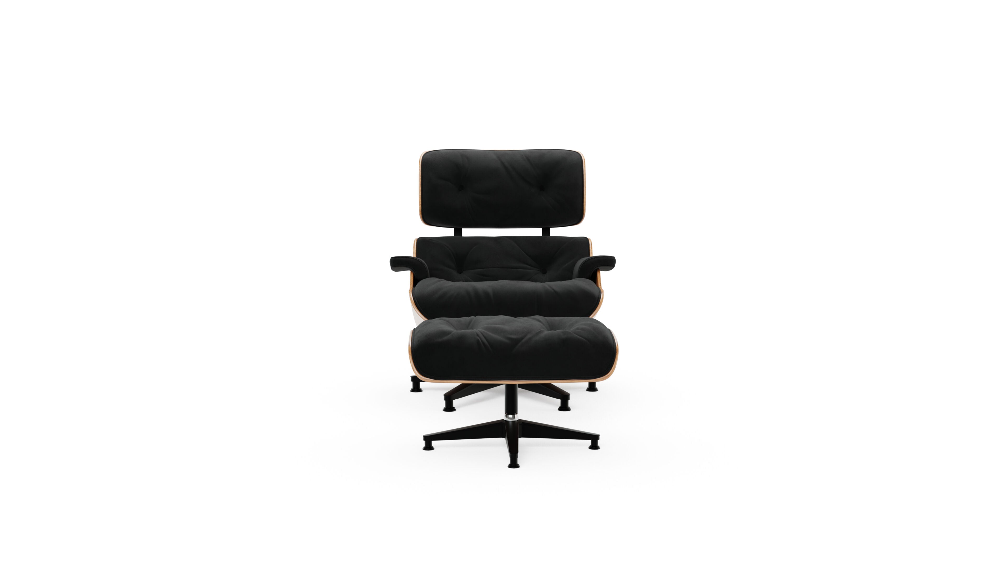 Eames Lounge Chair and Ottoman Black Nubuck White Oak in the USA and Canada - Front