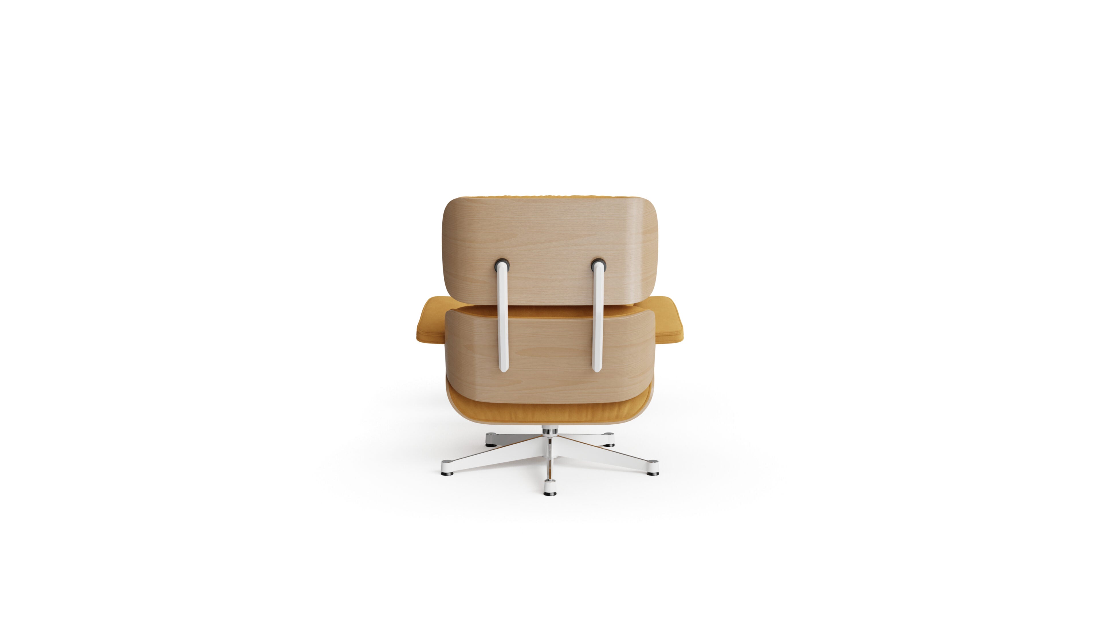 Eames Lounge Chair and Ottoman in the USA and Canada Camel Nubuck White Ash Wood Vitra-Style Base - Back