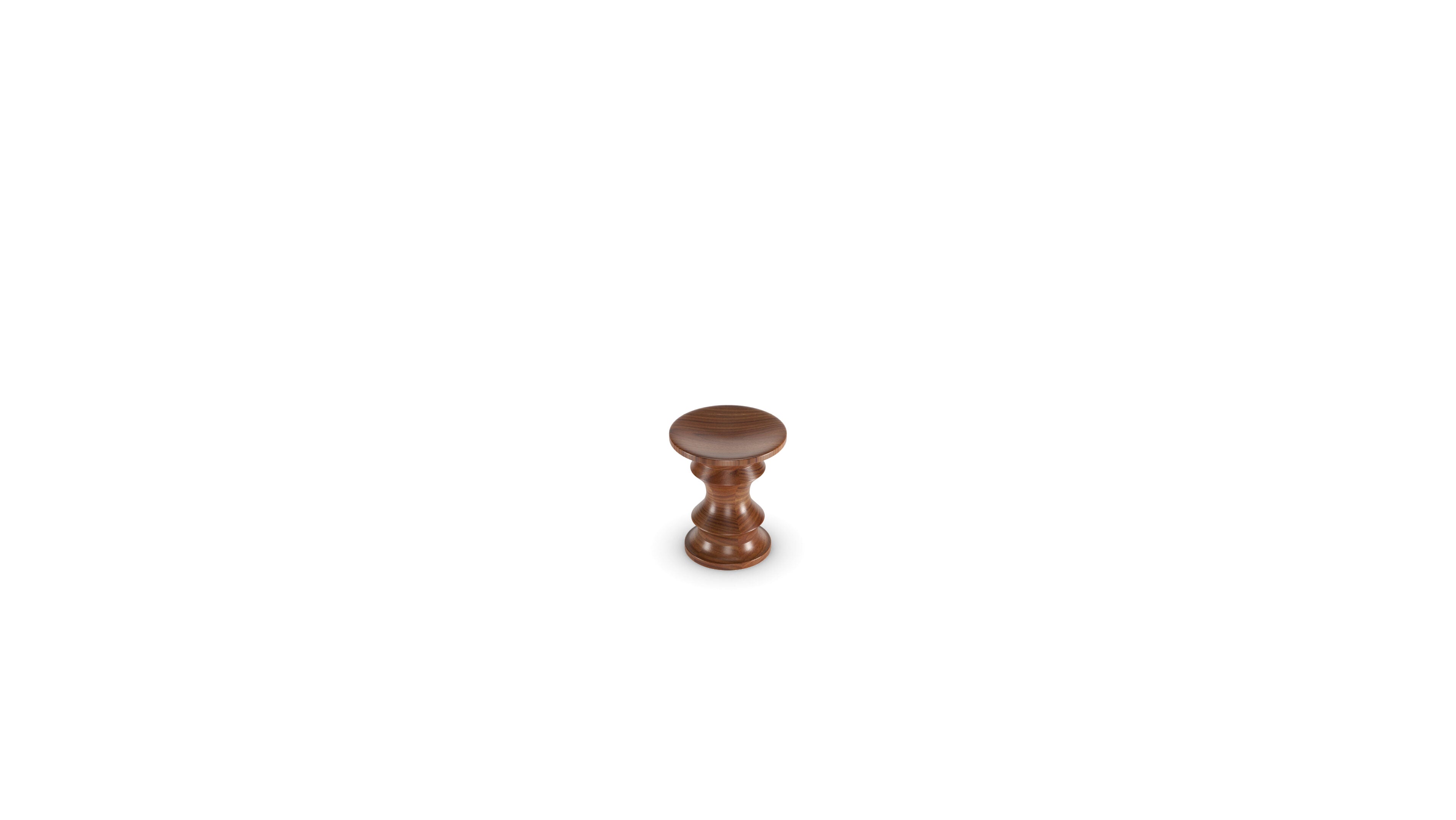 Eames Walnut Stool A in Canada and the USA Eames Turned Stool A - Back Angle