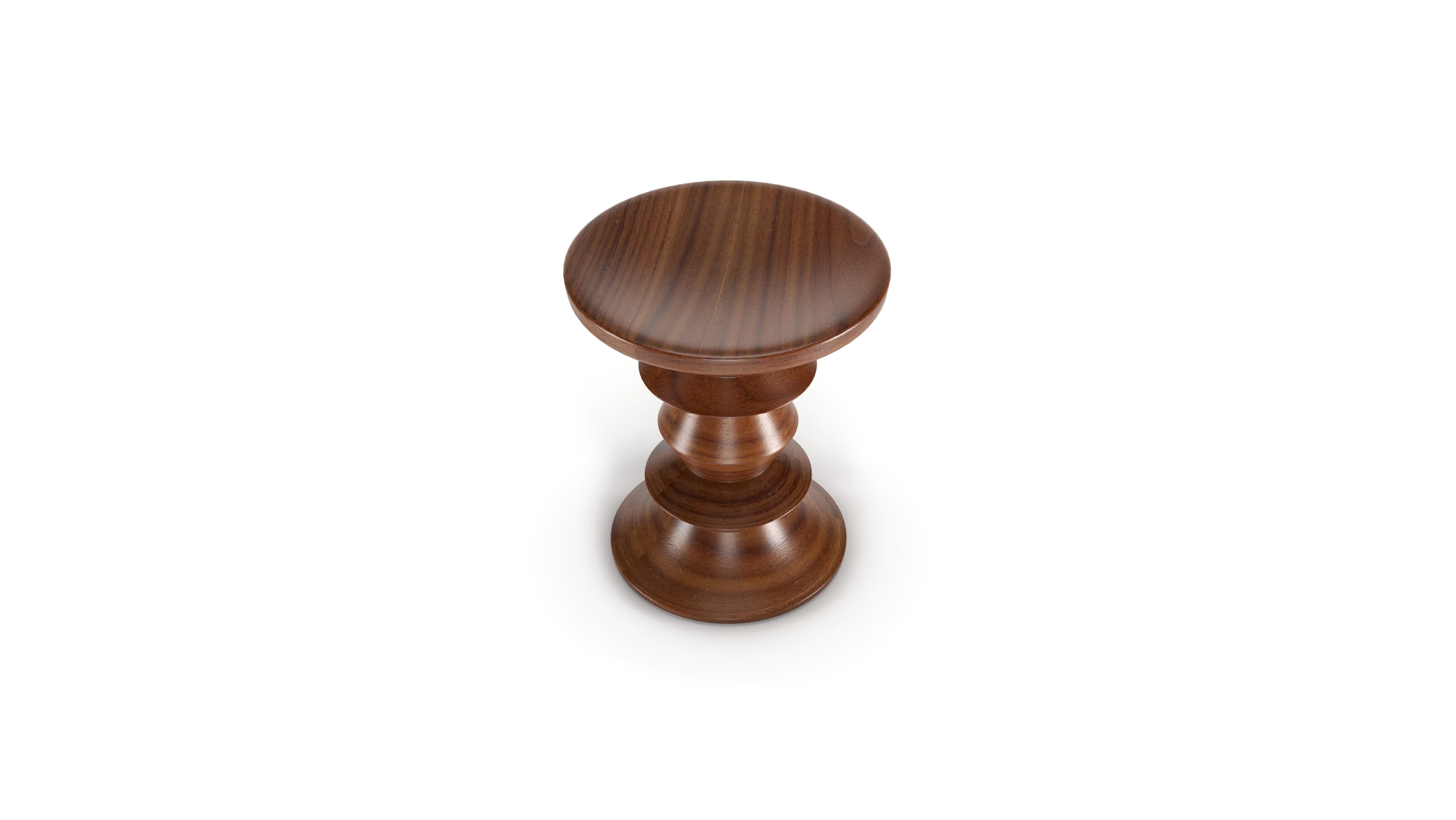 Eames Walnut Stool C in Canada and the USA Eames Turned Stool C - Closeup