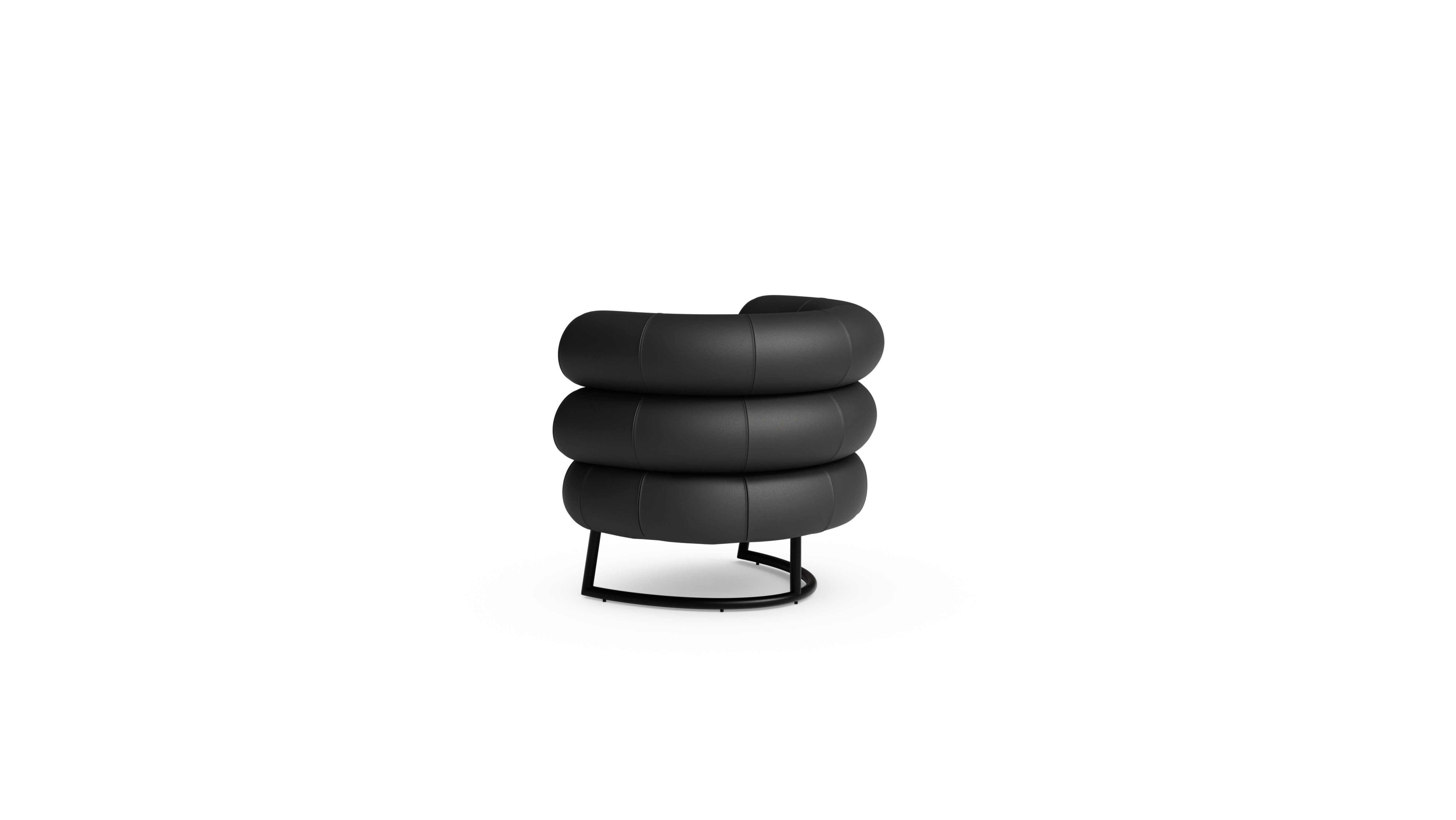 Eileen Gray Bibendum Chair in the USA and Canada Black Leather - Back Angle