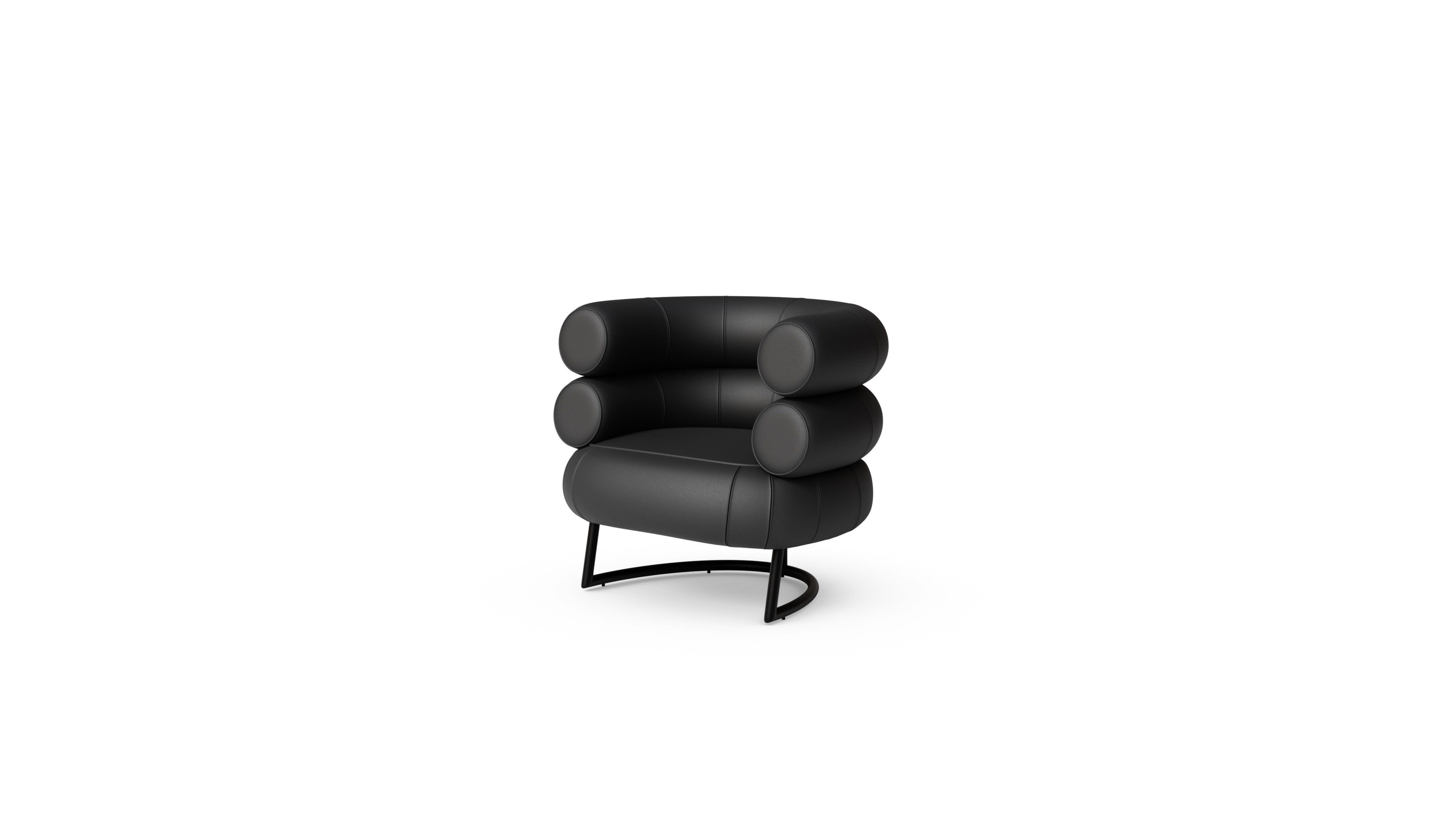 Eileen Gray Bibendum Chair in the USA and Canada Black Leather - Front Angle 2