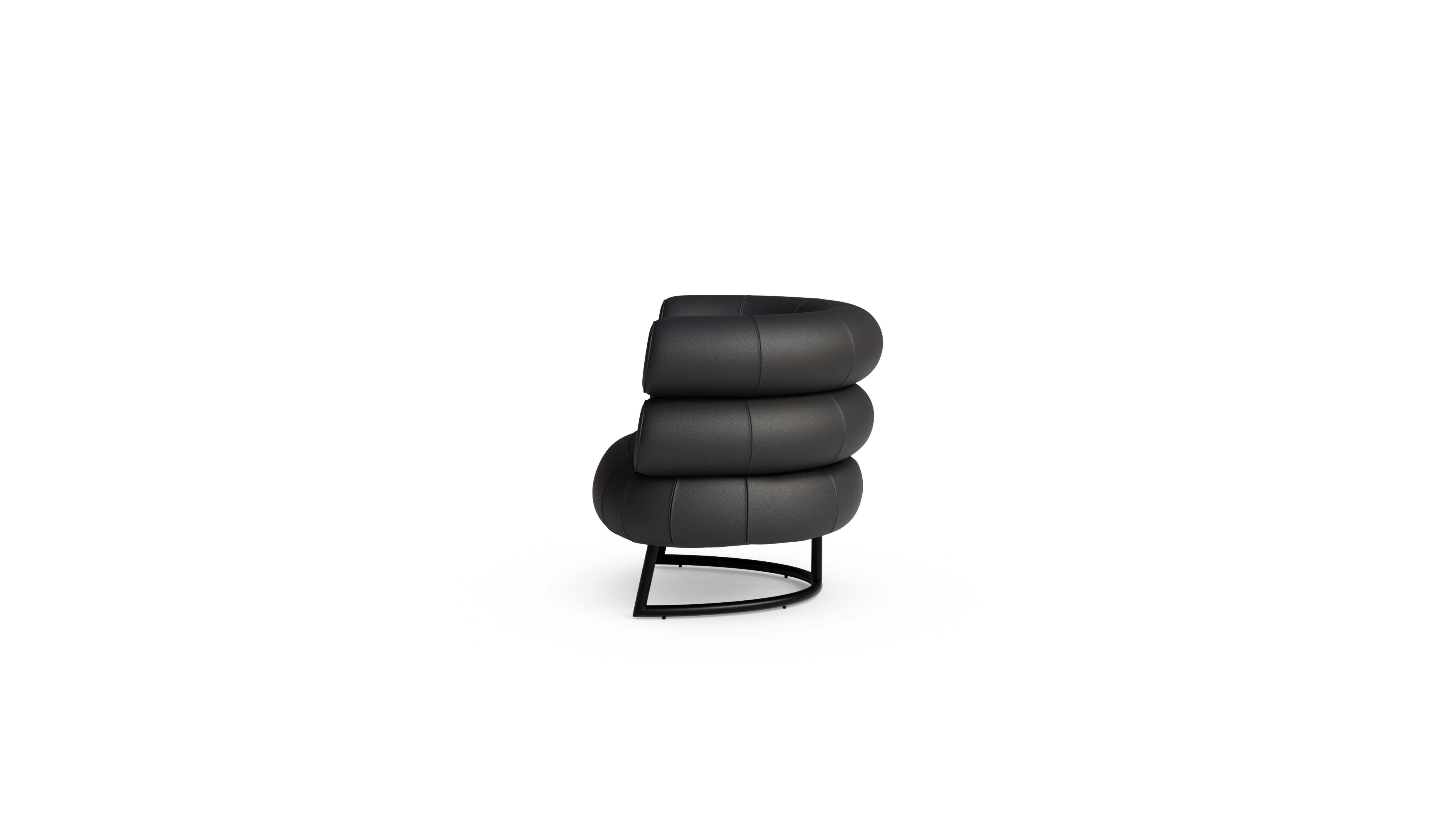 Eileen Gray Bibendum Chair in the USA and Canada Black Leather - Side
