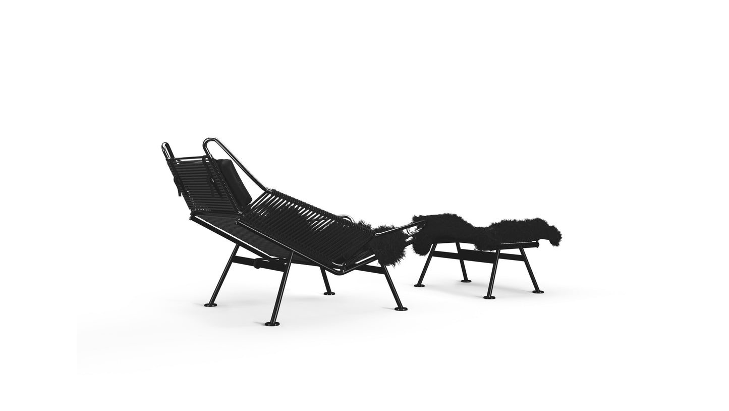 Hans Wegner Flag Halyard Chair and Ottoman PP225 Flag Halyard Chair in Canada and the USA - Back Angle 2