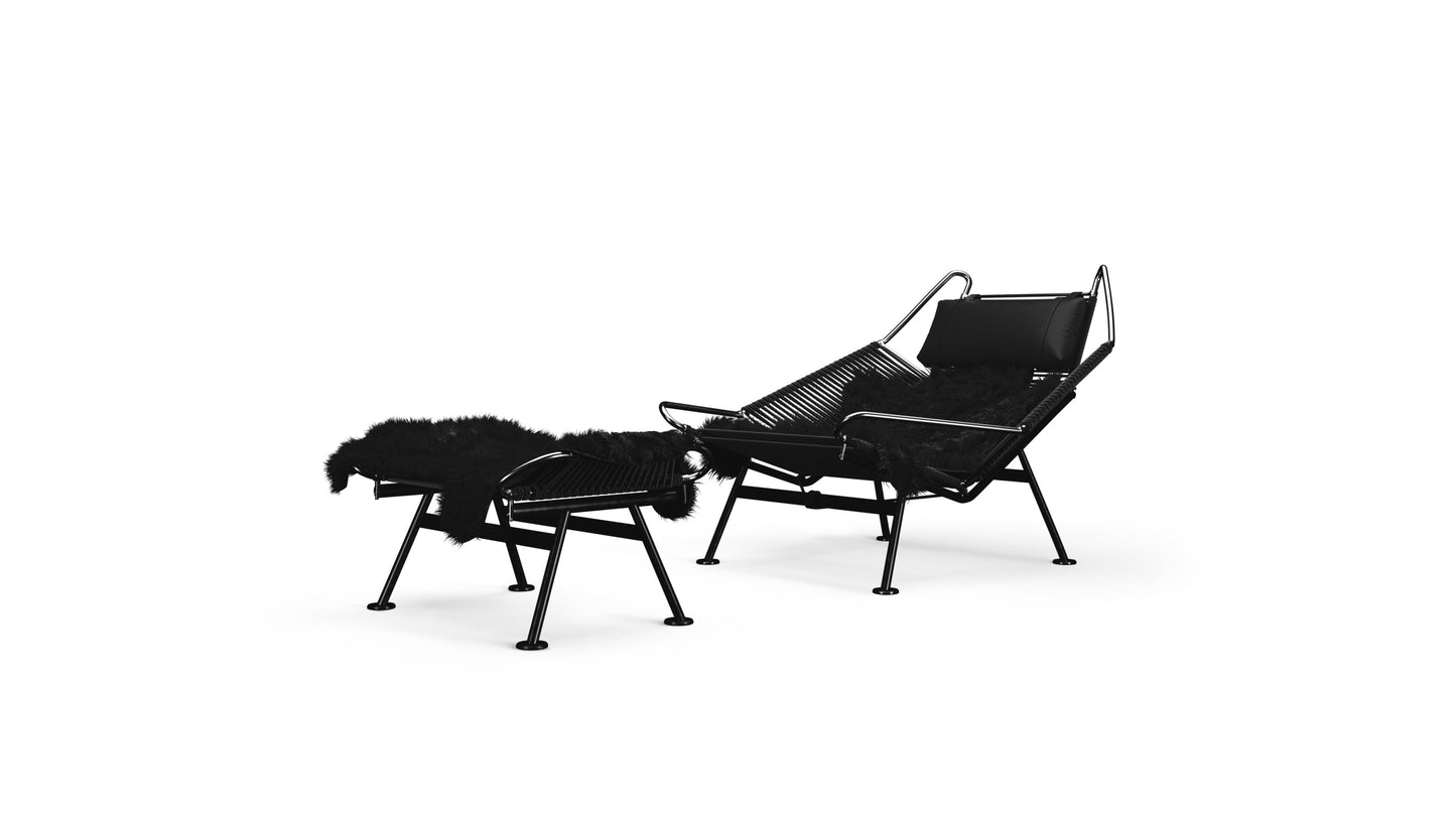 Hans Wegner Flag Halyard Chair and Ottoman PP225 Flag Halyard Chair in Canada and the USA - Front Angle 2
