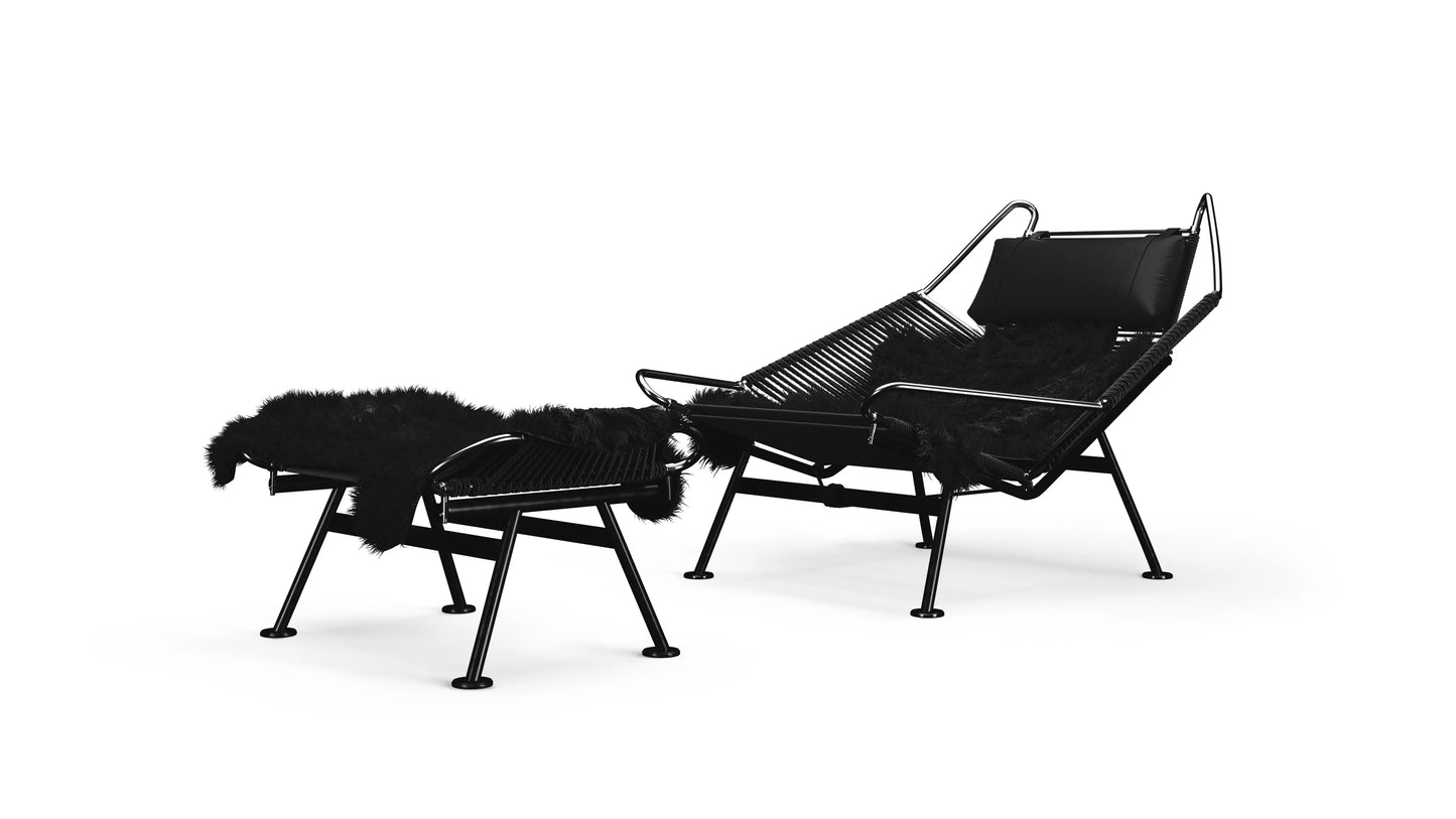 Hans Wegner Flag Halyard Chair and Ottoman PP225 Flag Halyard Chair in Canada and the USA - Front Angle 3