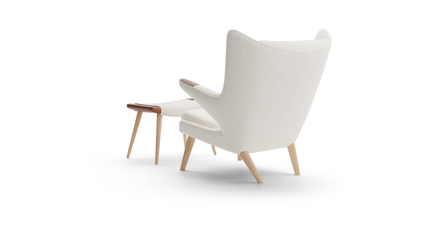 Hans Wegner Papa Bear Chair & Ottoman in Canada and the USA PP19 & PP120 - Back Angle