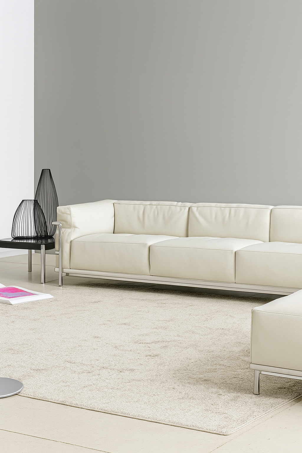 LC3 Fauteuil Grand Confort Grand Modèle Sofa 3-Seat 1928 by Le Corbusier, presented by Archetype Forms, USA & Canada. This hero image showcases the elegant design and craftsmanship. Perfect for modern interiors and luxury spaces.