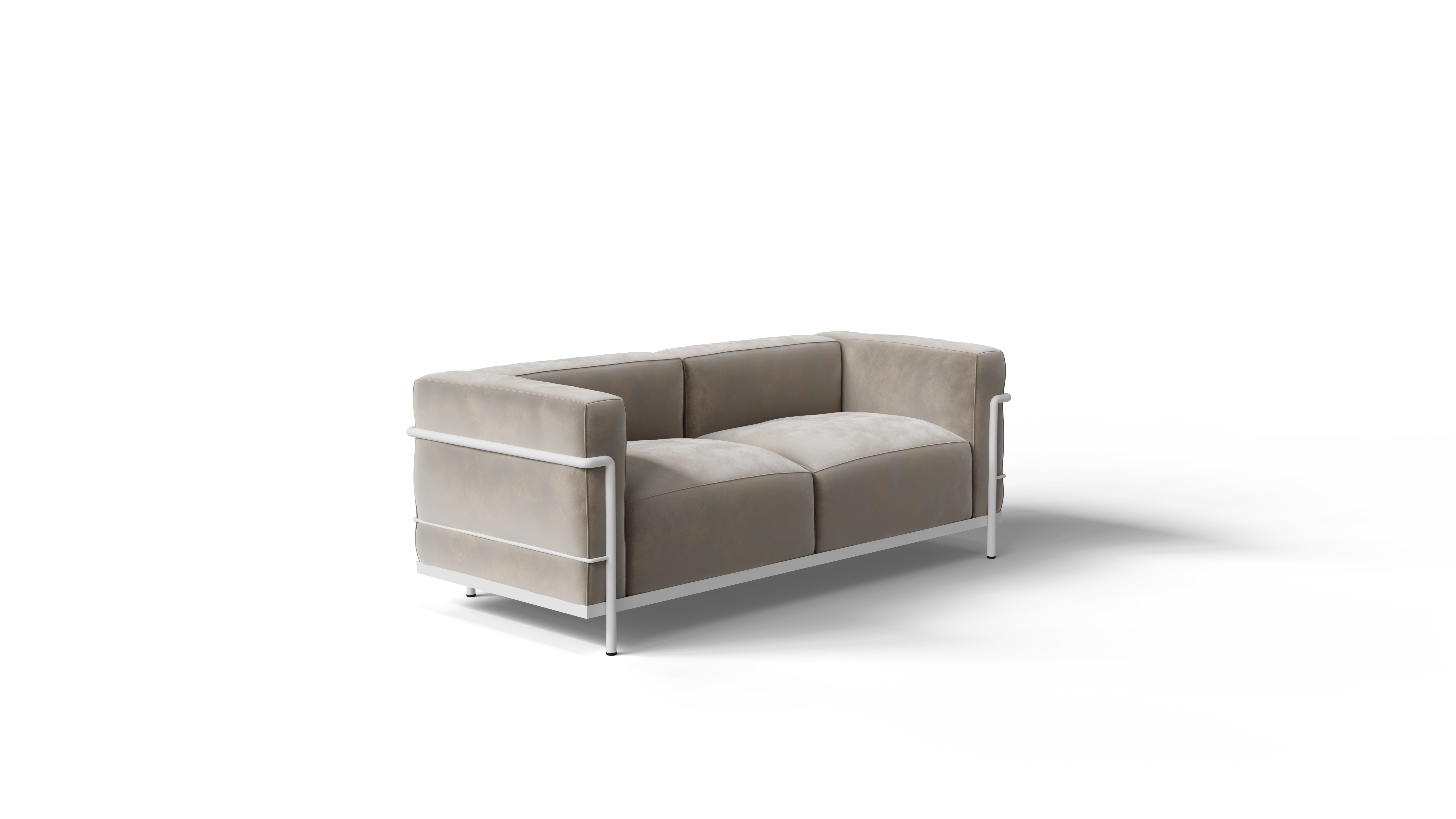 Le Corbusier LC3 Confort Grand Modèle Sofa Two-Seater Loveseat in Canada and the USA - Front Angle 2, Fabric Model