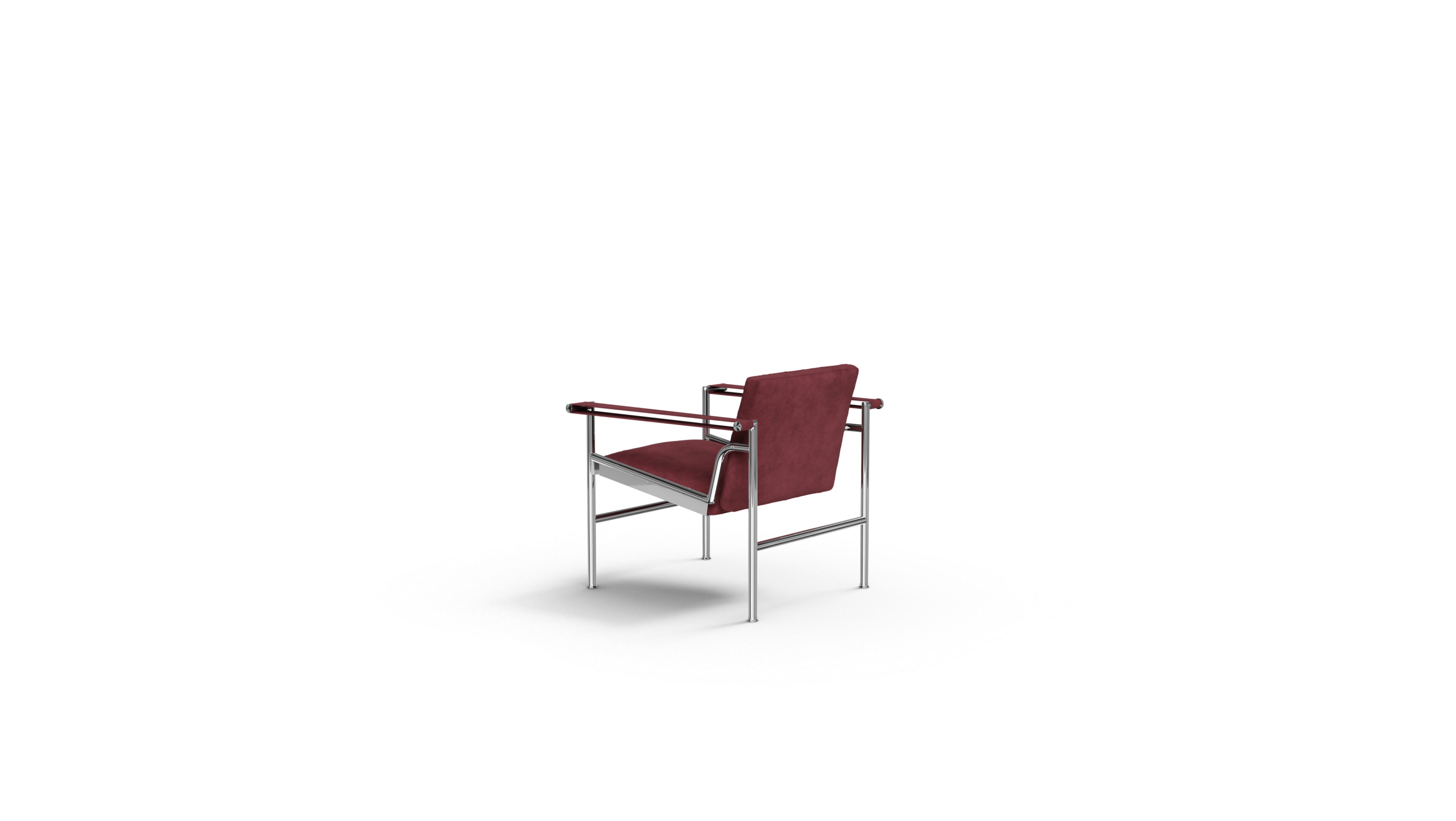 Le Corbusier LC1 Chair 1 Fauteuil À Dossier Villa Church UAM Chair in Canada and the USA Burgundy Sueded Leather - Back Angle