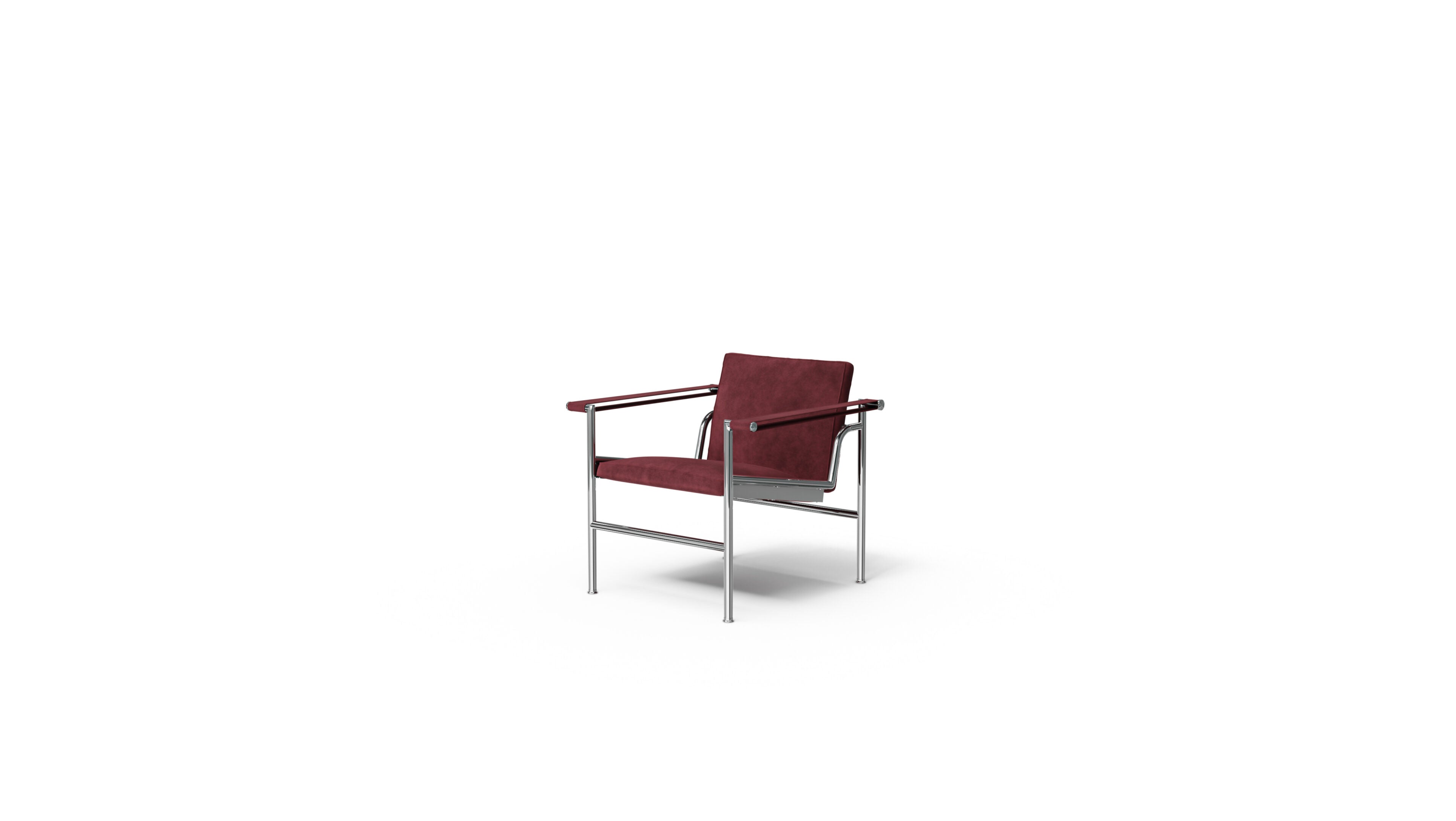 Le Corbusier LC1 Chair 1 Fauteuil À Dossier Villa Church UAM Chair in Canada and the USA Burgundy Sueded Leather - Front Angle 2