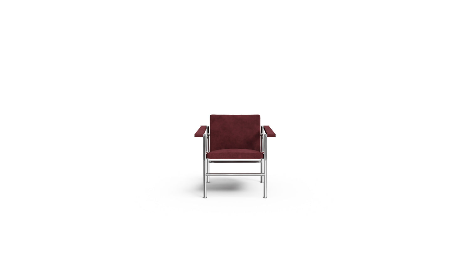 Le Corbusier LC1 Chair 1 Fauteuil À Dossier Villa Church UAM Chair in Canada and the USA Burgundy Sueded Leather - Front