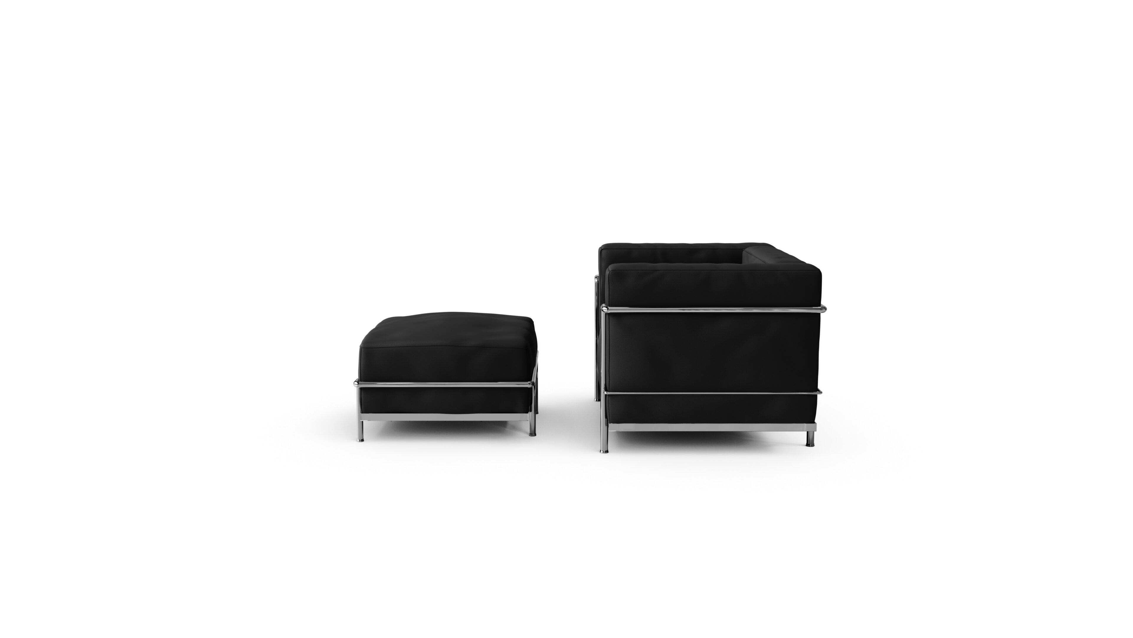 Le Corbusier LC3 Chair and Ottoman Down Feather in the USA in Canada. LC3 Fauteuil Grand Confort, Grand Modèle Down Feather- Side