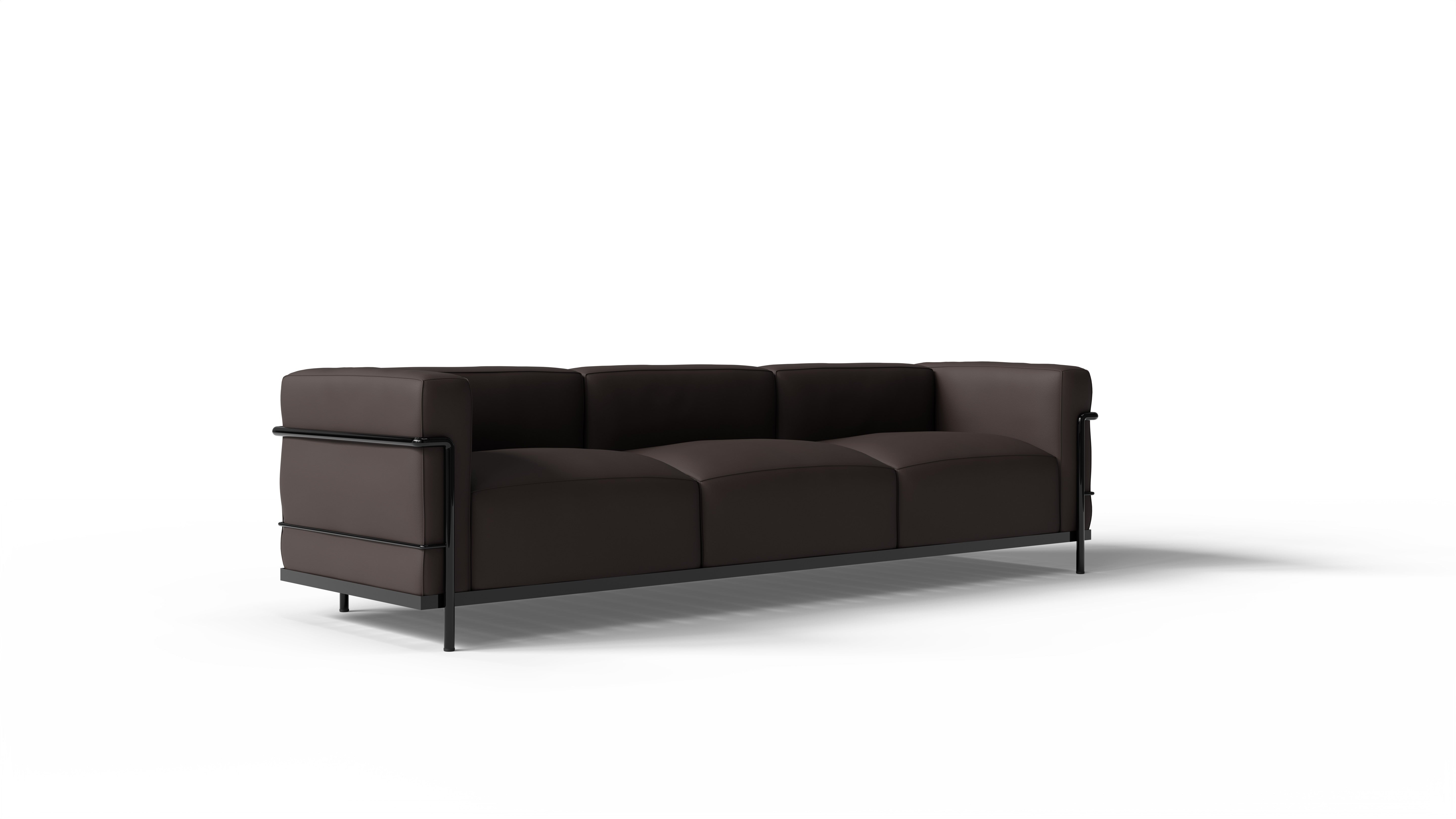 Le Corbusier LC3 Sofa in Canada and the USA LC3 Confort Grand Modèle Sofa Three-Seater - Front Angle 2