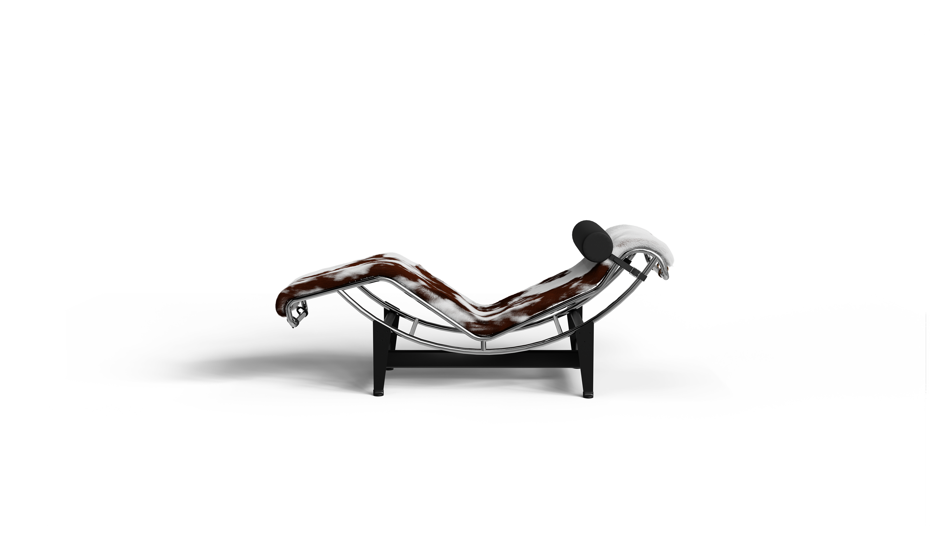 LC4 Chaise Lounge: Brown & White Haired Hide