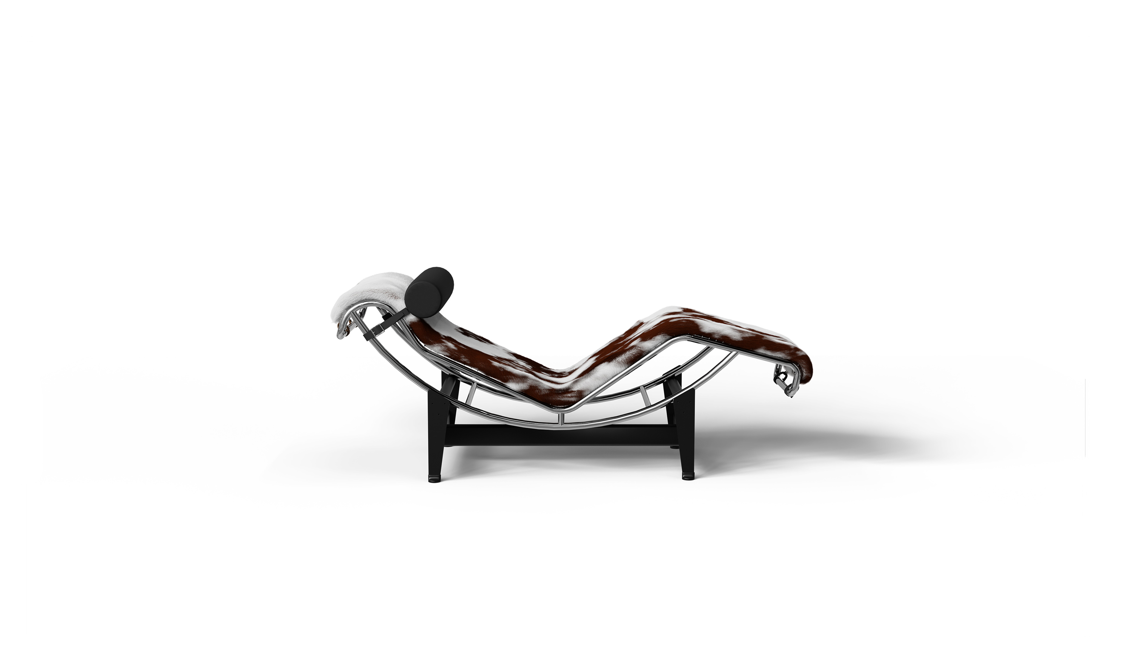 LC4 Chaise Lounge: Brown & White Haired Hide