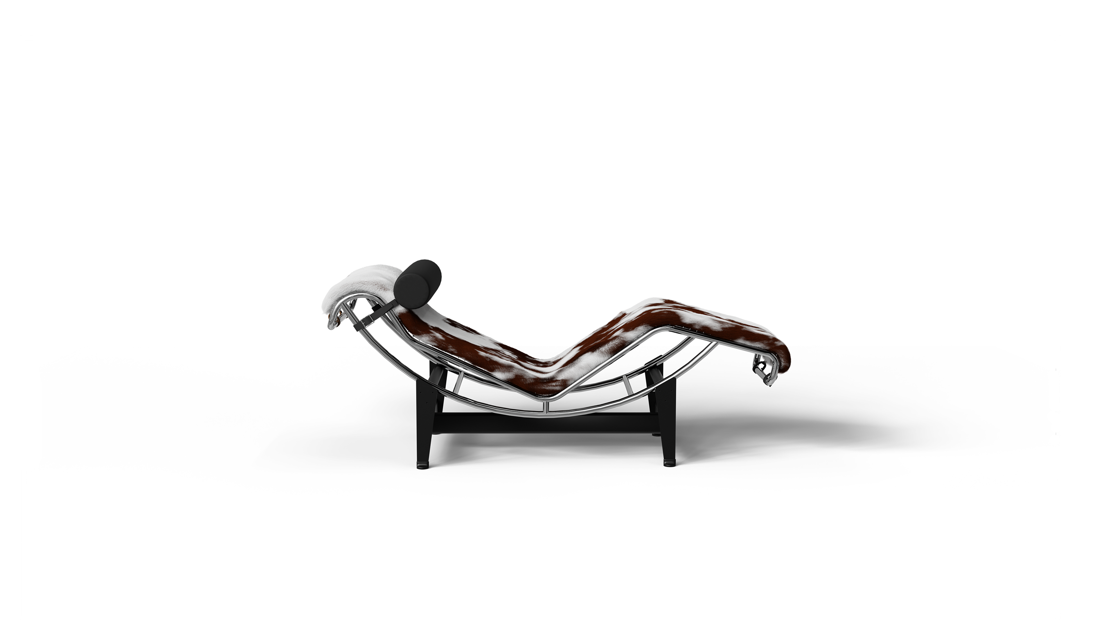 LC4 Chaise Lounge: Brown & White Haired Hide