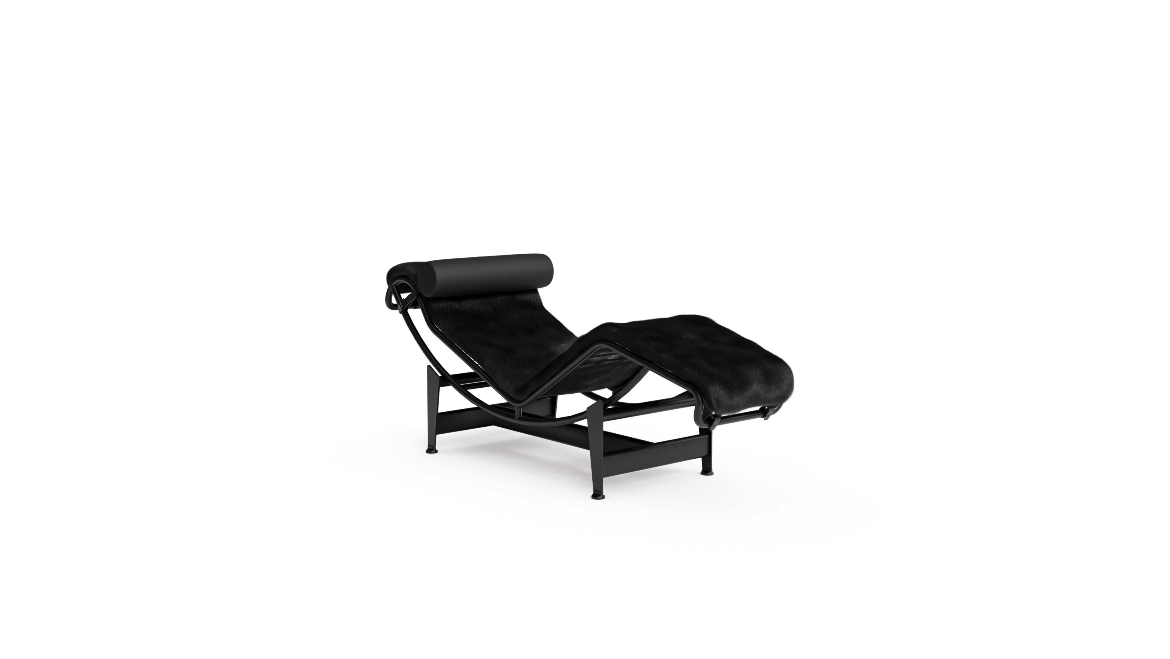 Le Corbusier LC4 Chaise Lounge in Canada and the USA 4 Chaise Longue à Réglage Continu Haired Hide - Front Angle