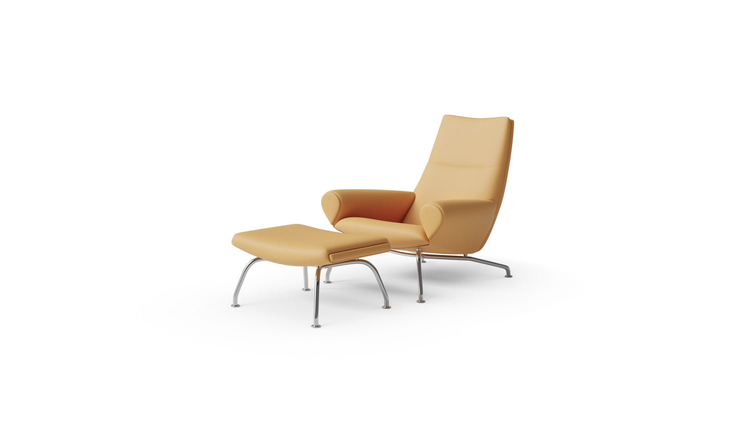 Queen Chair & Ottoman by Hans Wegner and Erik Jørgensen in Canada and the USA - Front Angle 2