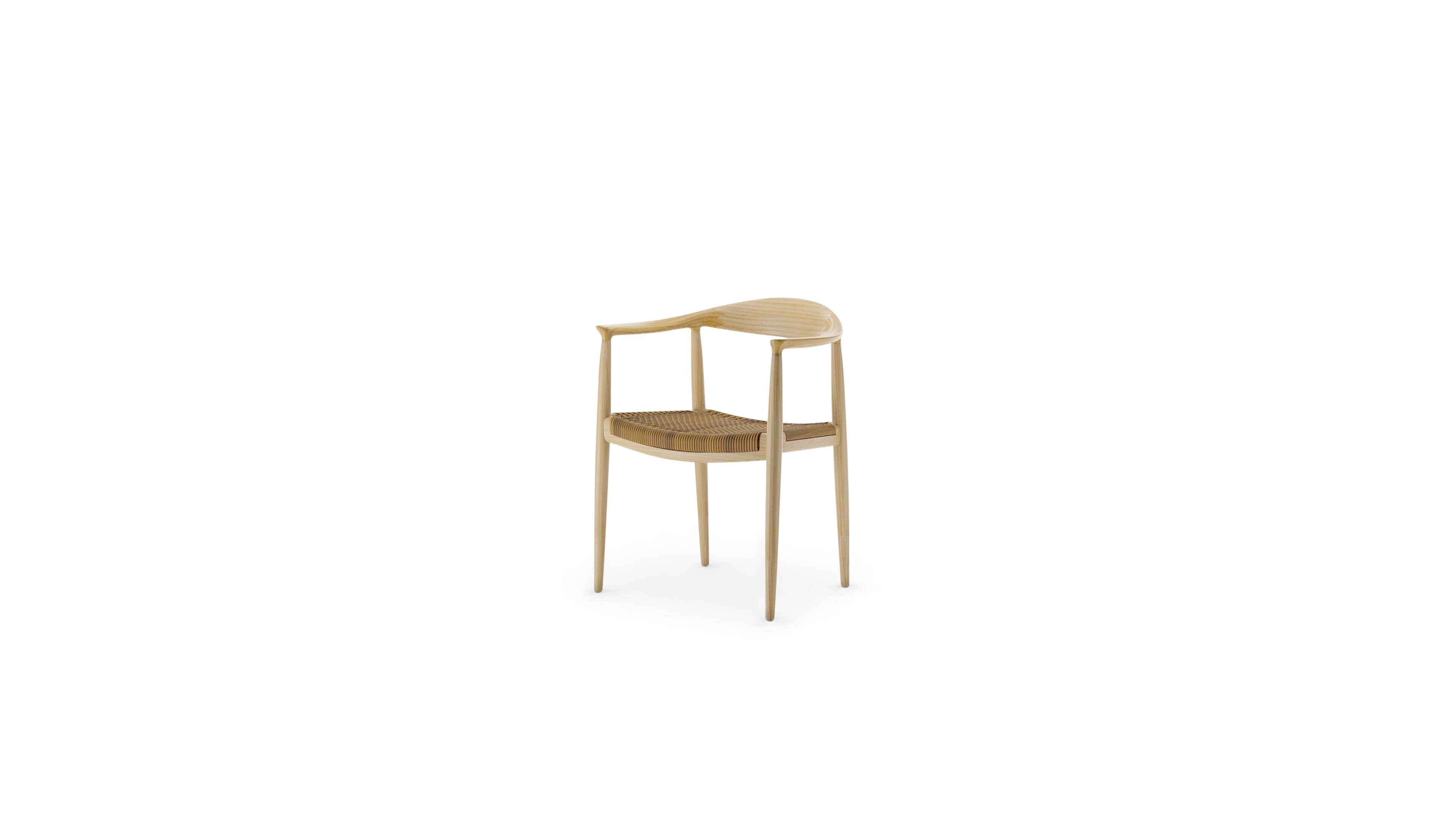 The Round Chair by Hans J. Wegner in Canada and the USA PP501 Cane Wicker Rattan - Front Angle 2