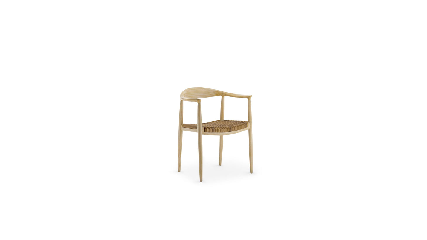 The Round Chair by Hans J. Wegner in Canada and the USA PP501 Cane Wicker Rattan - Front Angle