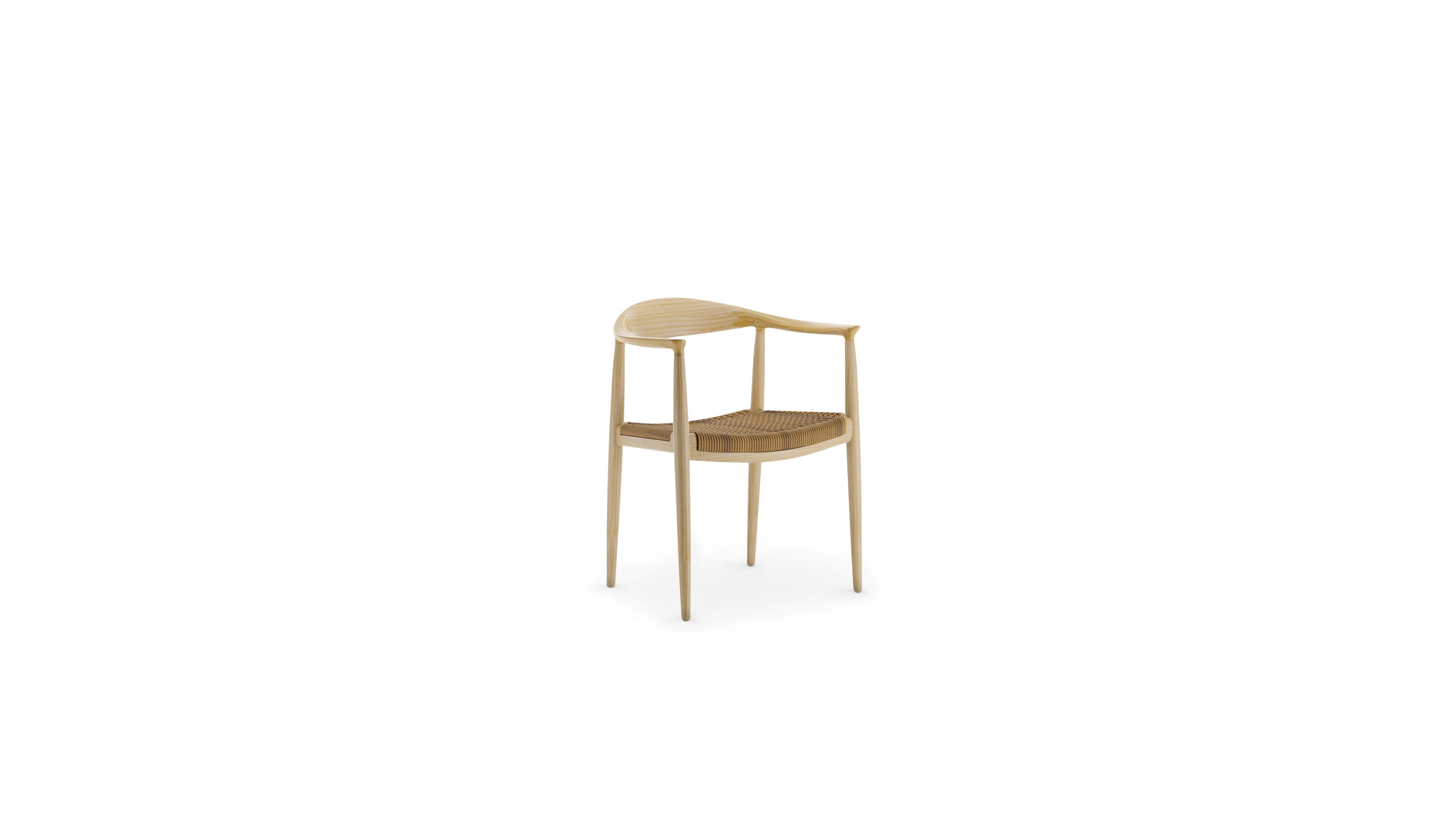 The Round Chair by Hans J. Wegner in Canada and the USA PP501 Cane Wicker Rattan - Front Angle