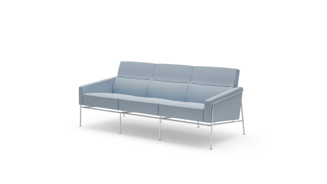 Series 3300 3303 Copenhagen SAS Royal Hotel 3-Seat Sofa Reproduction by Archetype Forms - Arne Jacobsen - Front-Angle View