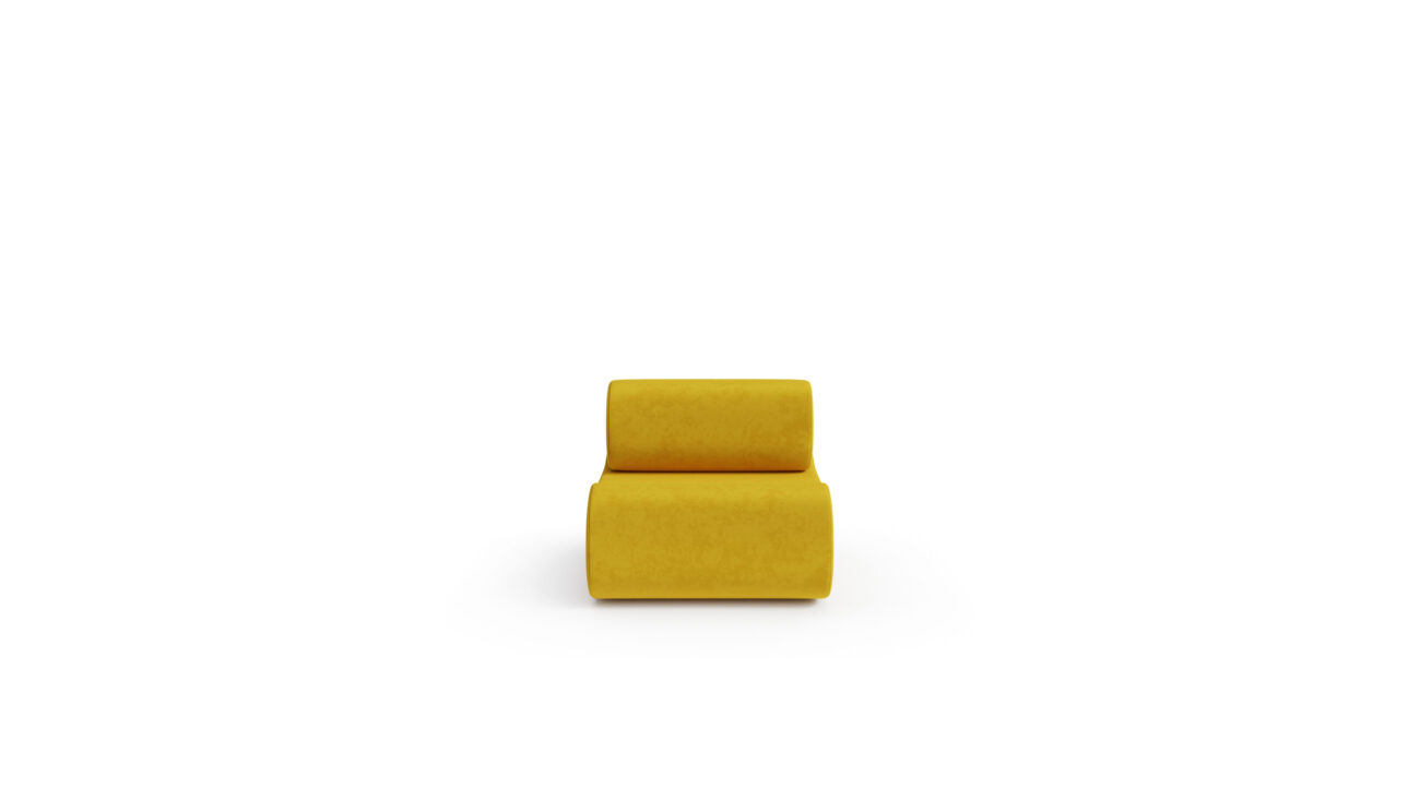 The Corbi Seating 1-Seater designed by Klaus Uredat, made by Archetype Forms, Vancouver BC, Canada. Front view.