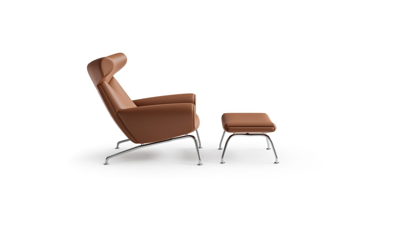 Wegner Ox Chair RJ100 & EJ100-F & Model 1002 Ottoman Reproduction by Archetype Forms - Hans Wegner - Desktop Hero