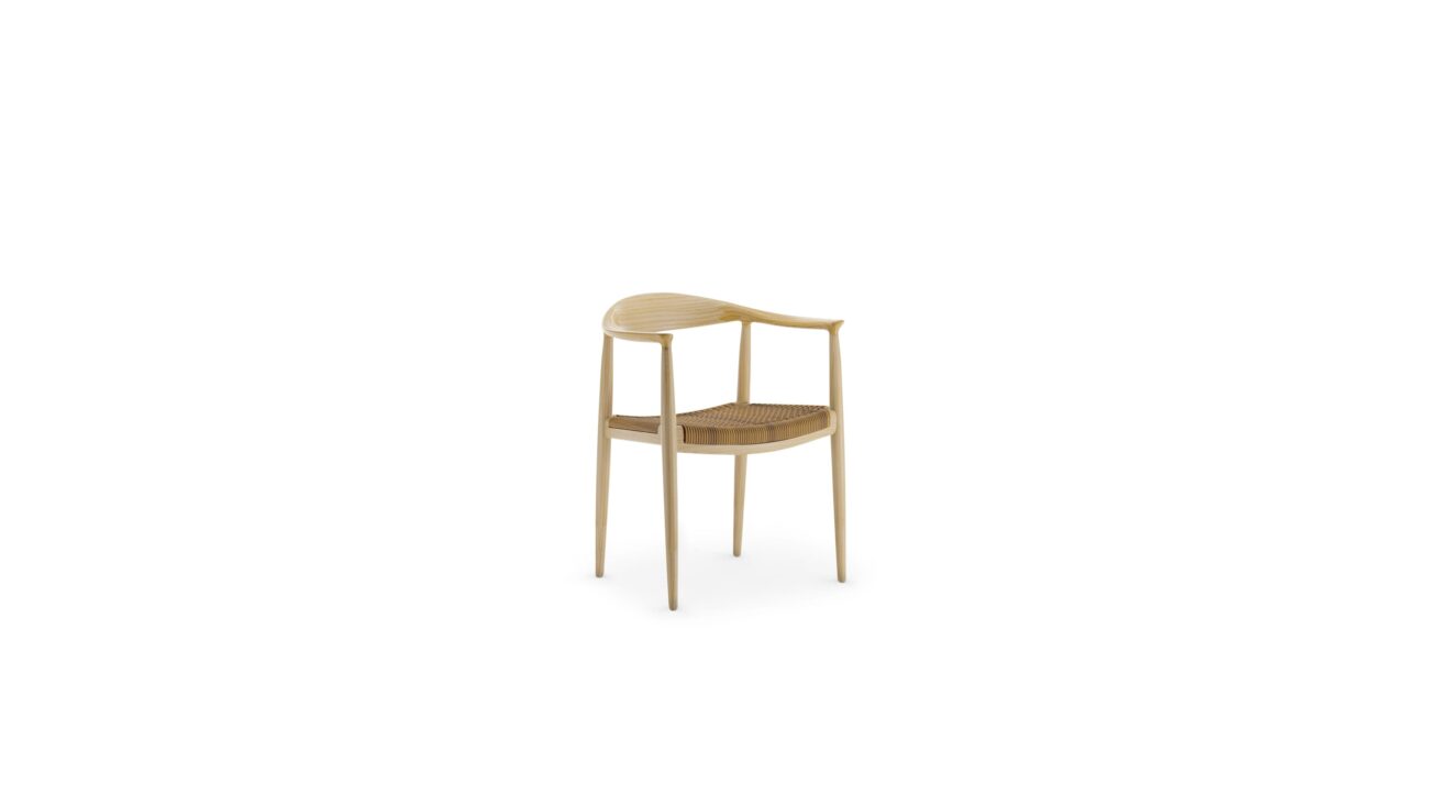 The Round Chair: Cane (wicker) Seat PP501 The Chair or The Round Chair Reproduction by Archetype Forms - Hans Wegner - Front Angle-2 View