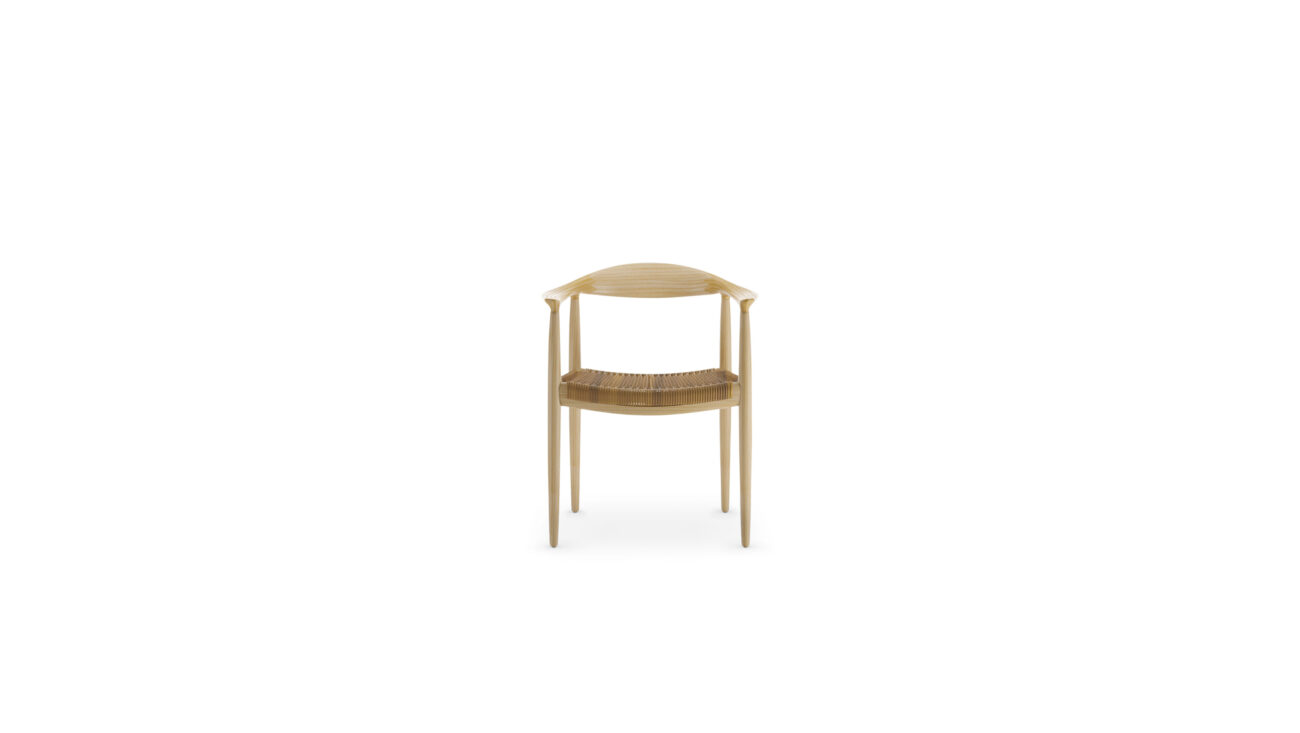 The Round Chair: Cane (wicker) Seat PP501 The Chair or The Round Chair Reproduction by Archetype Forms - Hans Wegner - Front View