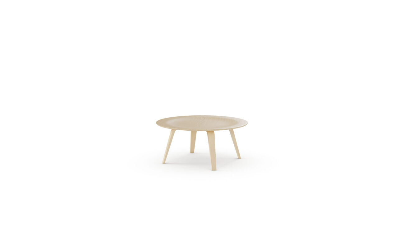 Eames CTW Coffee Table Molded Plywood With Wood Legsx Reproduction by Archetype Forms - Charles & Ray Eames - Front-Angle View