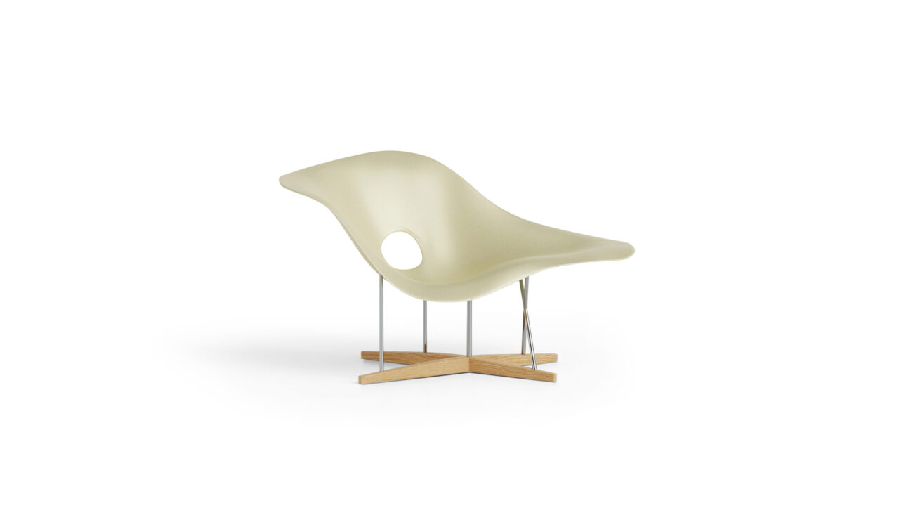 Eames La Chaise Molded FIberglass Reproduction in Parchment by Archetype Forms - Charles & Ray Eames - Front View