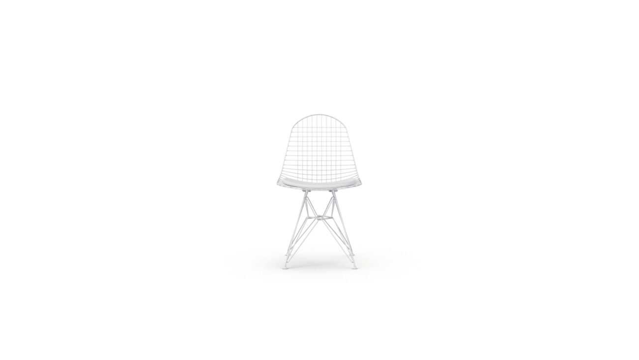 Wire Base DKR-5 Eiffel Wire Side Chair Upholstered Seat Reproduction by Archetype Forms - Charles & Ray Eames - Front View