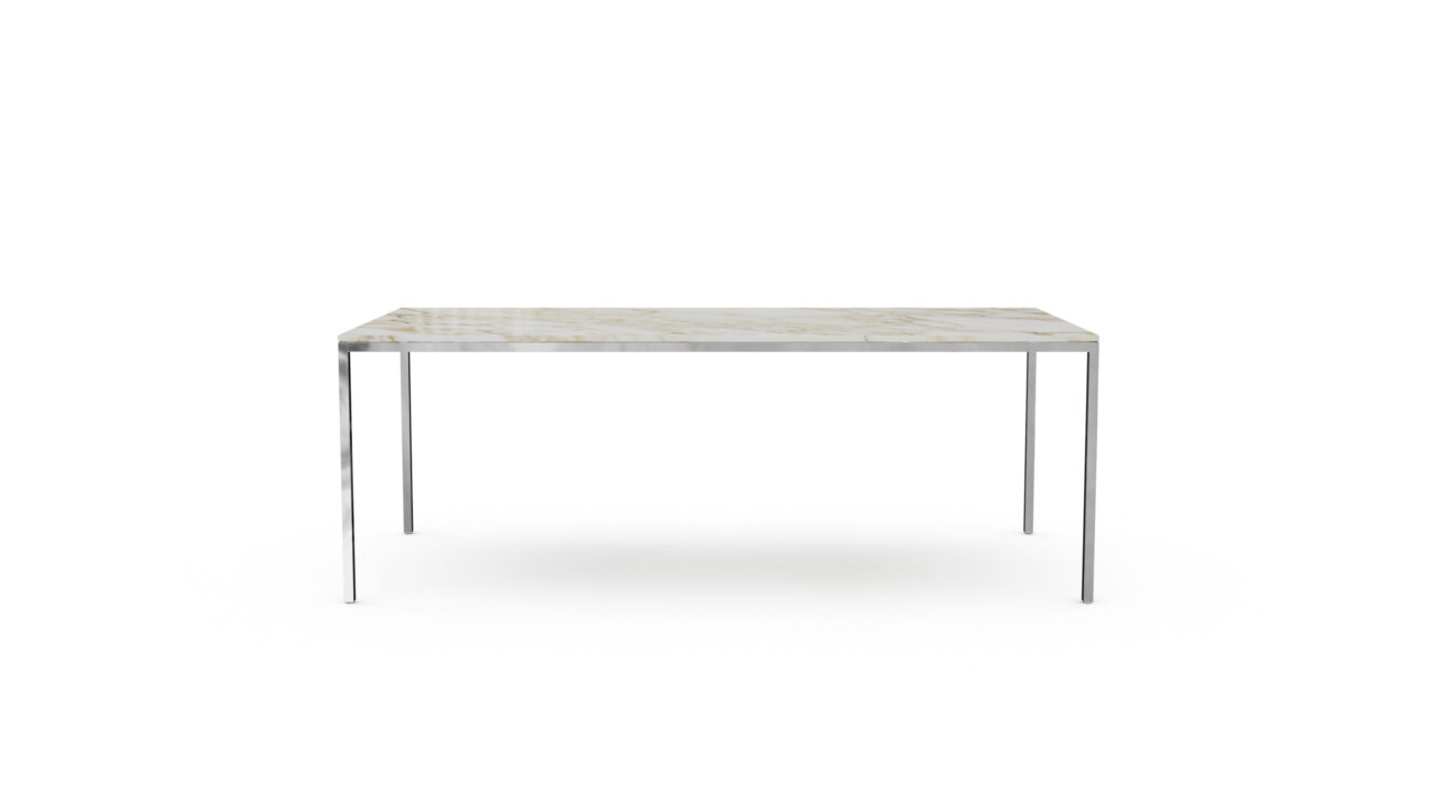 Front angle view of the 2523T Rectangular Dining Table 78"x35" designed by Florence Knoll, available online in Canada. Made by Archetype Forms.