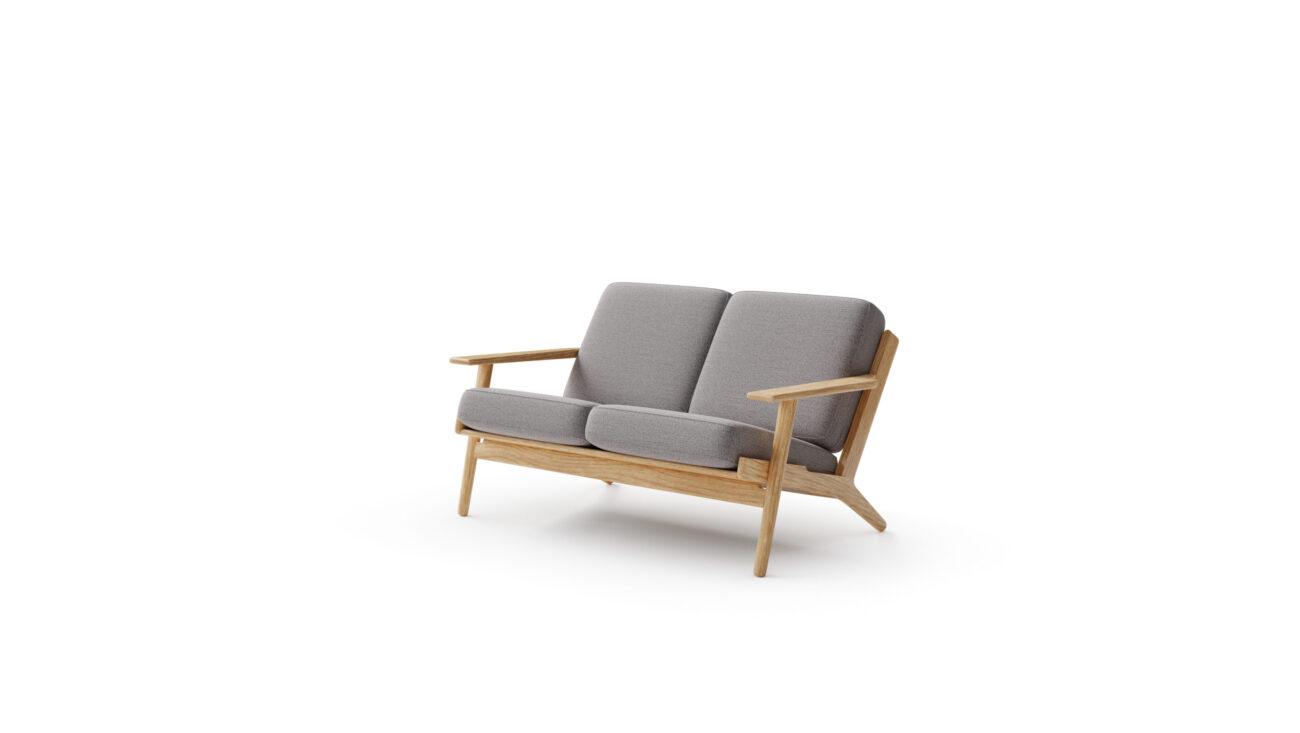 GE 290-2 Plank Two Seat Sofa Reproduction by Archetype Forms - Hans Wegner - Front-Angle View