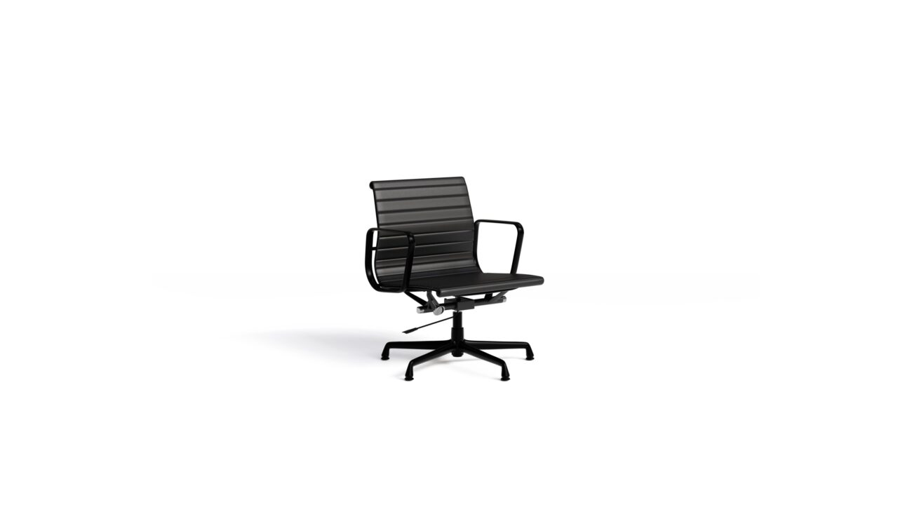 Eames Aluminum Group Management Chair EA 334E On Glides, Pneumatic Lift Reproduction by Archetype Forms - Charles & Ray Eames - Front Angle-2 View