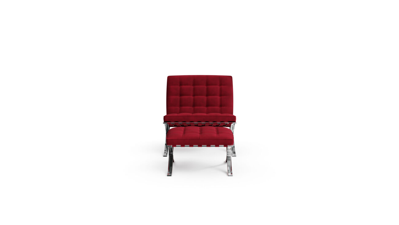 Barcelona Style Chair Lounge Chair Lounge Chair & Ottoman 250L, MR90, MR90B, 251Y Reproduction by Archetype Forms - Mies van der Rohe - Front View