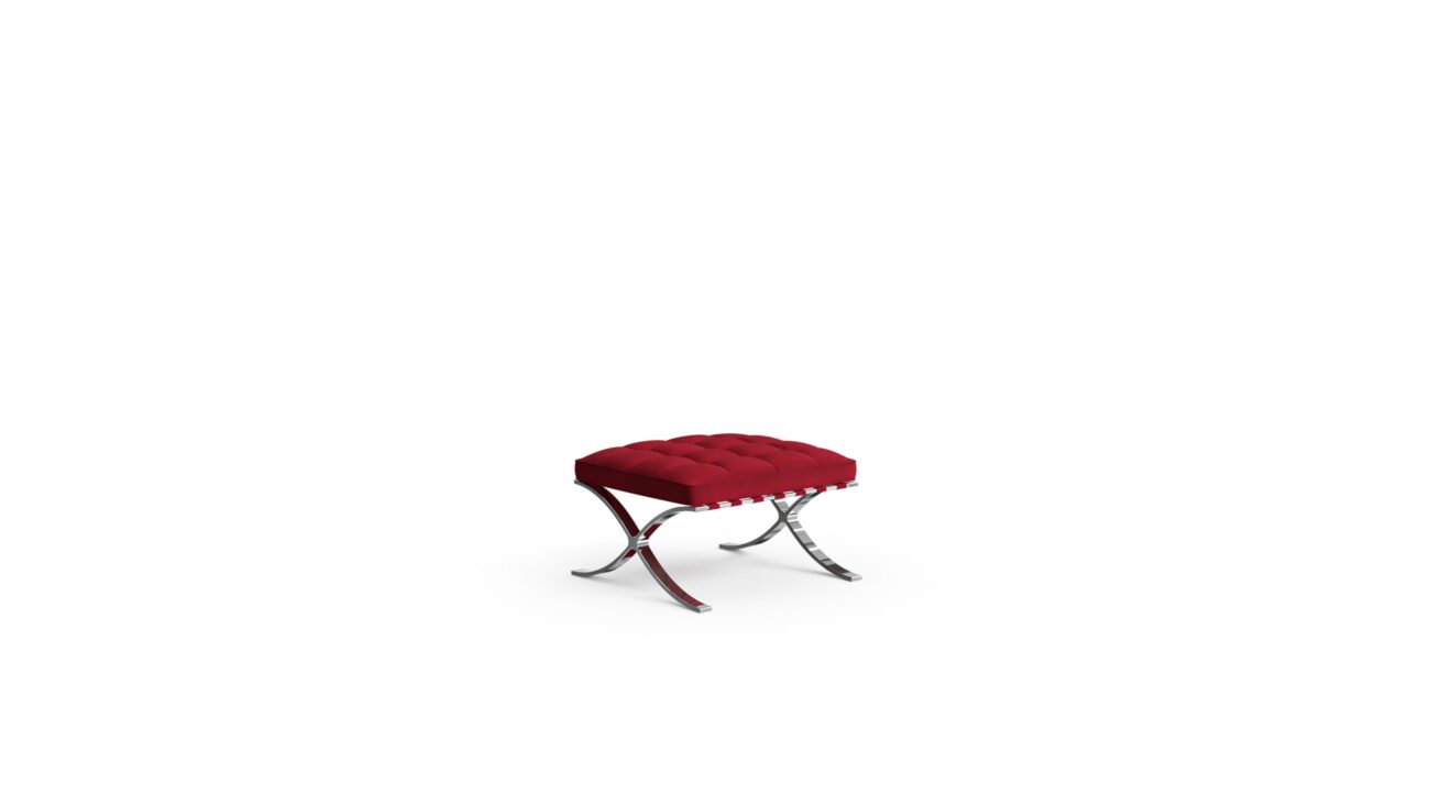 Barcelona-Style Stool 251Y Ottoman Reproduction by Archetype Forms - Mies van der Rohe - Front Angle-2 View