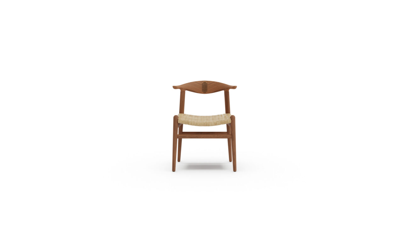 PP505 Cow Horn Chair 1952 Cane Wicker Seat Reproduction by Archetype Forms - Hans Wegner - Front View