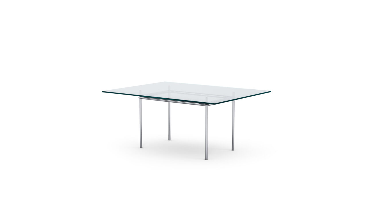 LC12 Table La Roche Glass Top Dining Table Large 160x120 1925 Reproduction by Archetype Forms - Le Corbusier - Back-Angle View