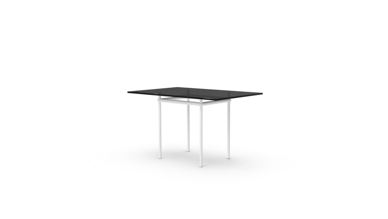 LC12 Table La Roche Dining Table Glass Top Medium 120x80 1925 Reproduction by Archetype Forms - Le Corbusier - Front Angle-2 View