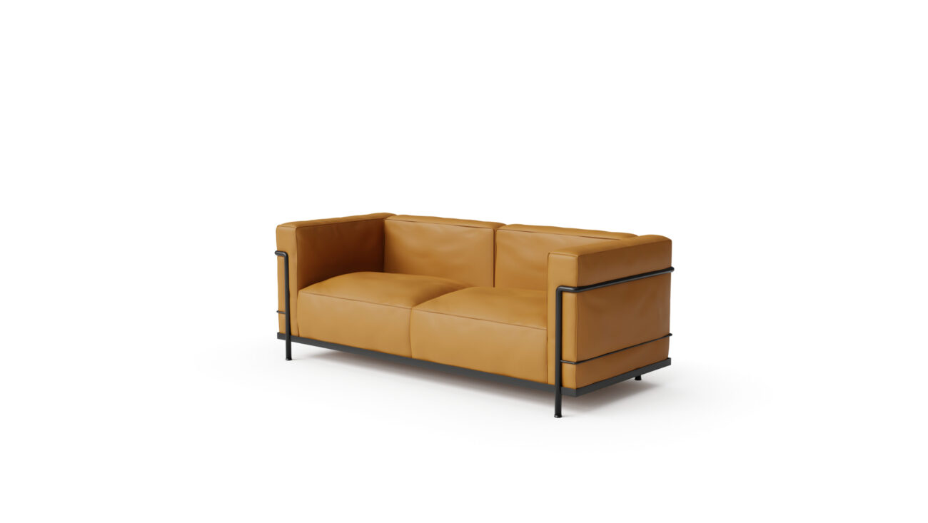 LC3 Fauteuil Grand Confort Grand Modèle Sofa 2-Seat Loveseat 1928 Reproduction by Archetype Forms - Le Corbusier - Front-Angle View