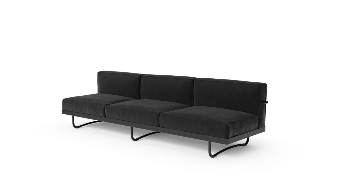 LC5 Office Series Three-Seat Sofa 1934 Reproduction by Archetype Forms - Le Corbusier - Front-Angle View