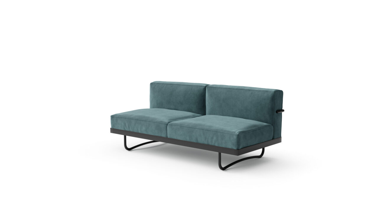 LC5 Office Series Two-Seat Loveseat Sofa 1934 Reproduction by Archetype Forms - Le Corbusier - Front-Angle View