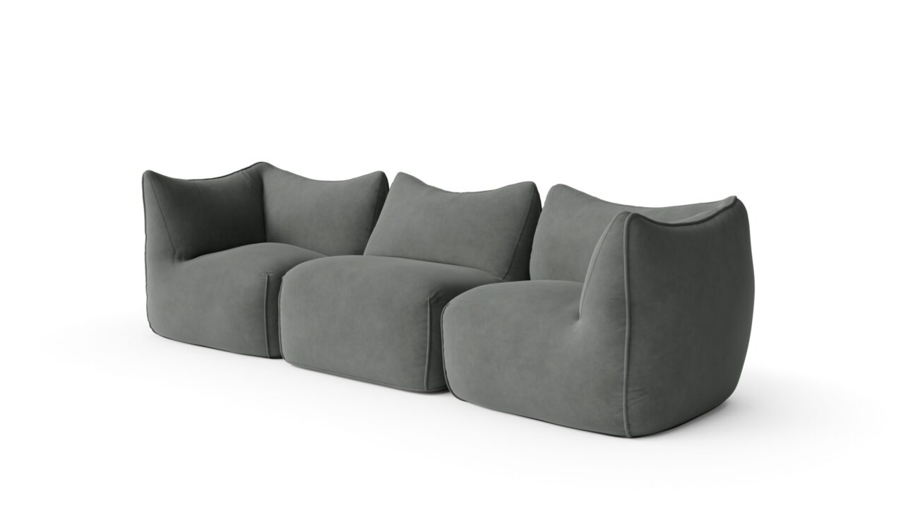 Le Bambole Modular Sofa 3-Piece 1972 Reproduction by Archetype Forms - Mario Bellini - Front-Angle View